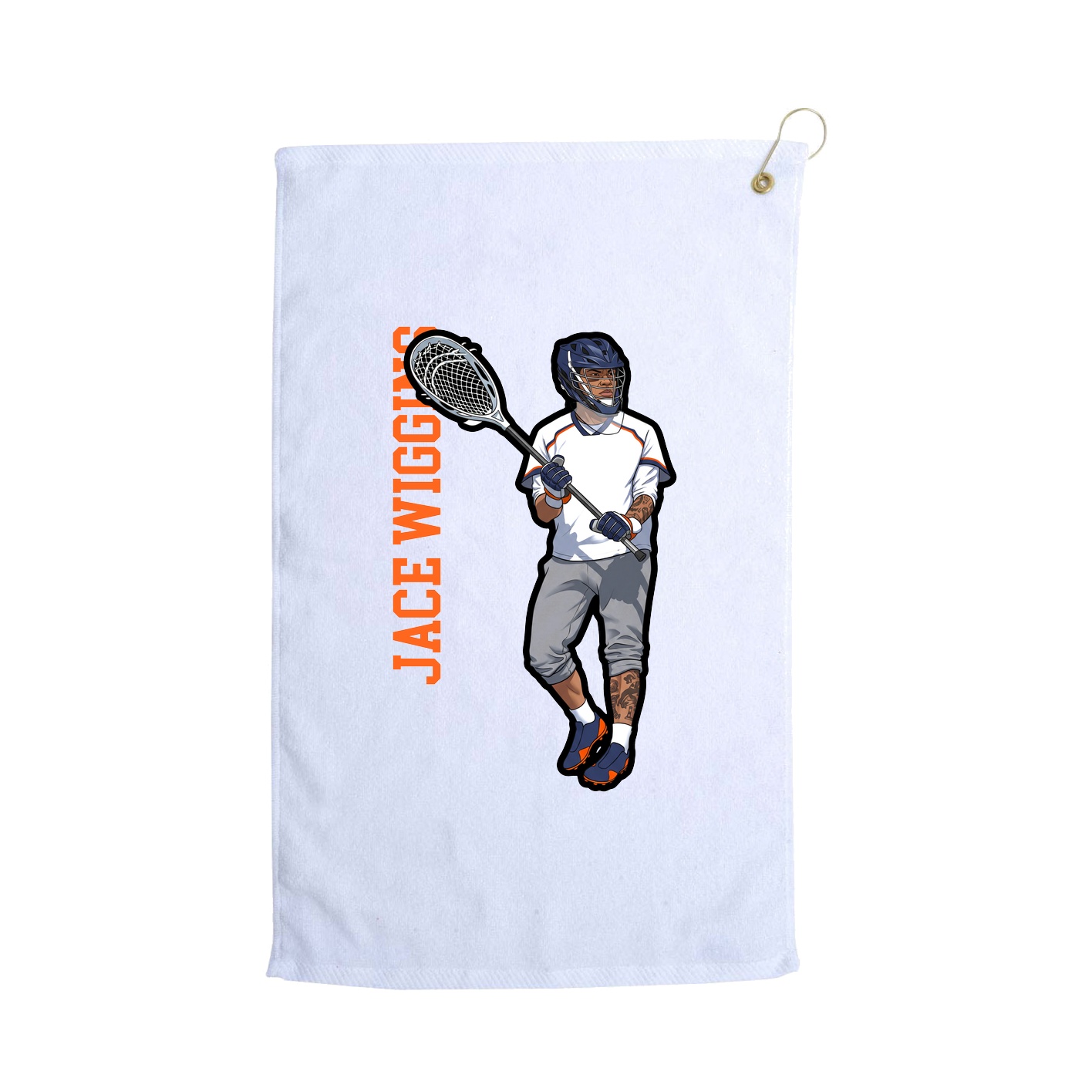 Golf Towel — Name Vertical in White