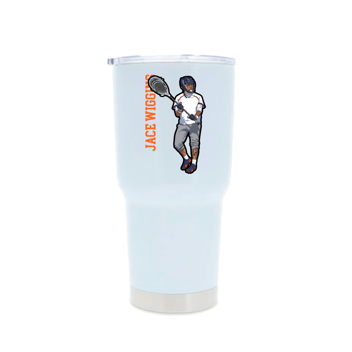 30oz Stainless Steel Tumbler — Name Vertical in White