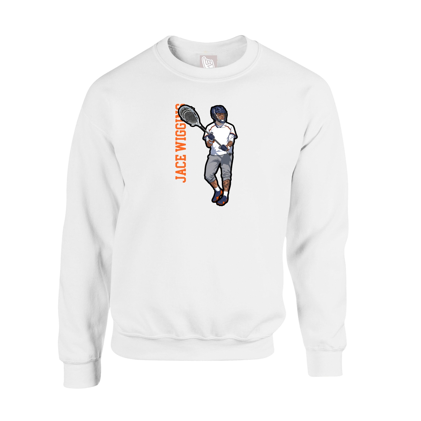 Fleece Crew — Name Vertical in White