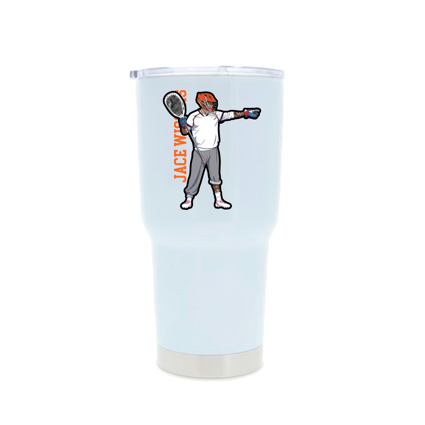 30oz Stainless Steel Tumbler — Name Vertical in White