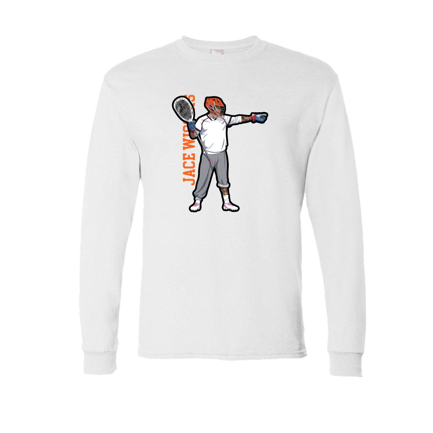 Long Sleeve Tee — Name Vertical in White
