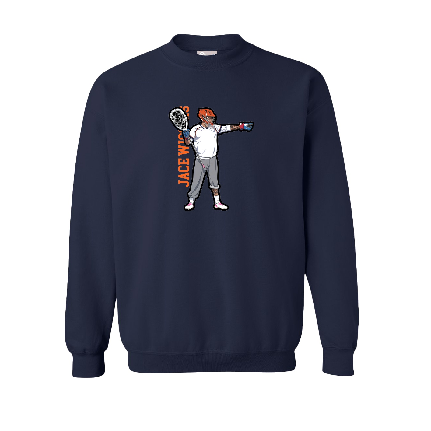 Fleece Crew — Name Vertical in Navy