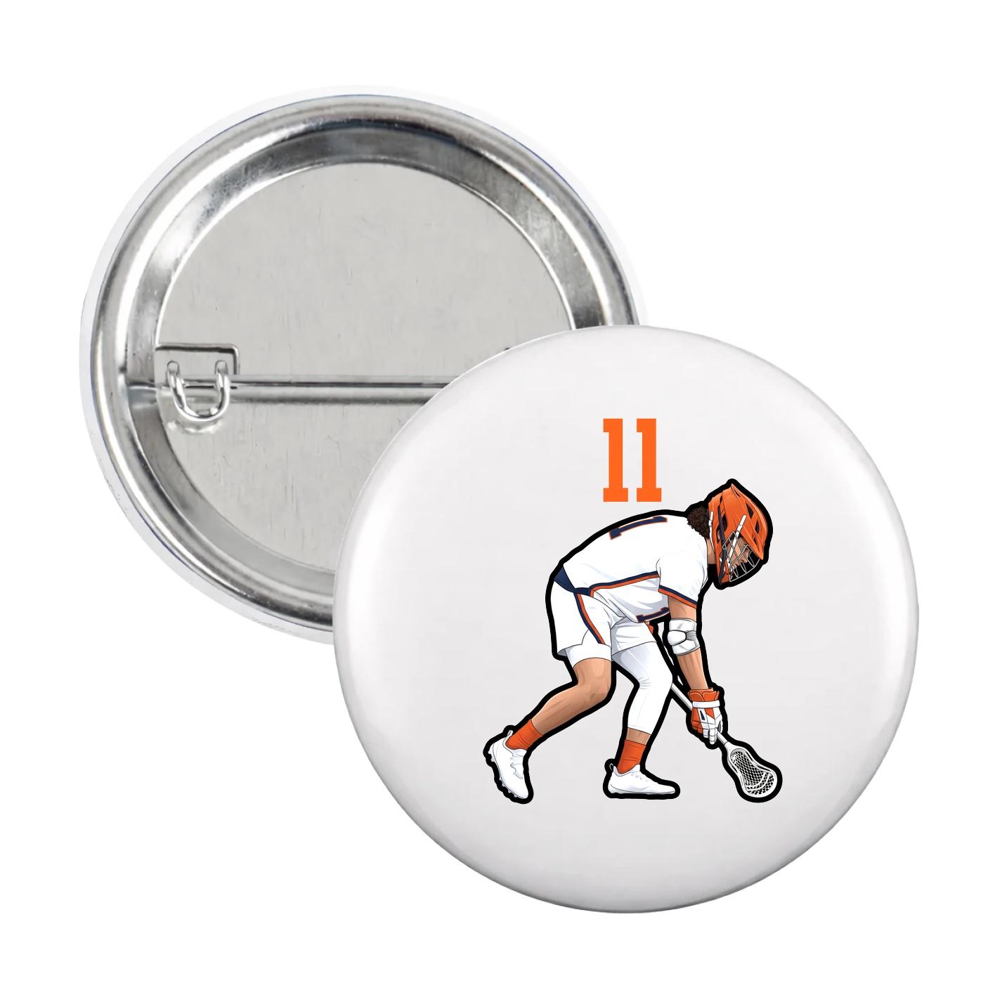 Game Day Button — Number Top in White