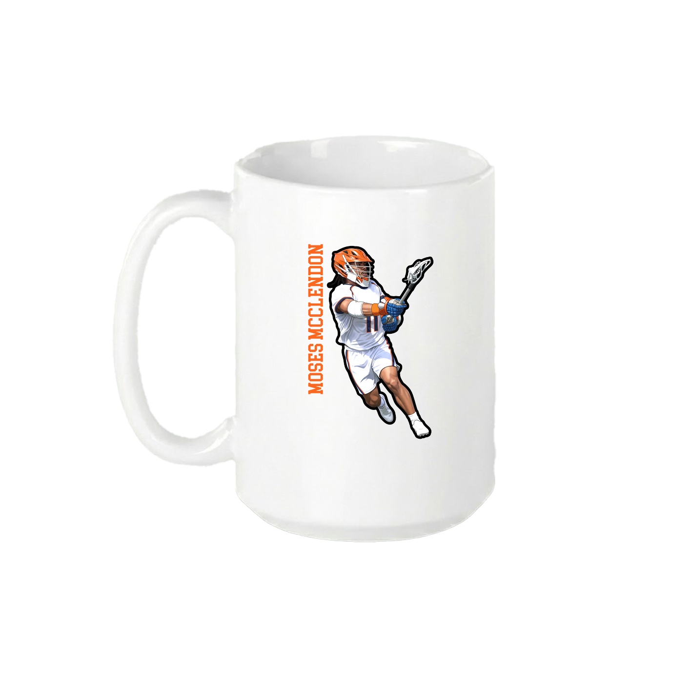 15oz Coffee Mug — Name Vertical in White