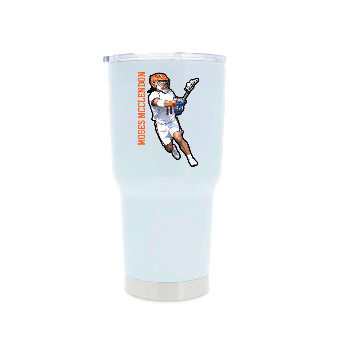 30oz Stainless Steel Tumbler — Name Vertical in White