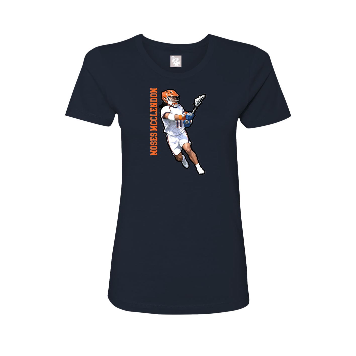Fitted Women's Tee — Name Vertical in Navy