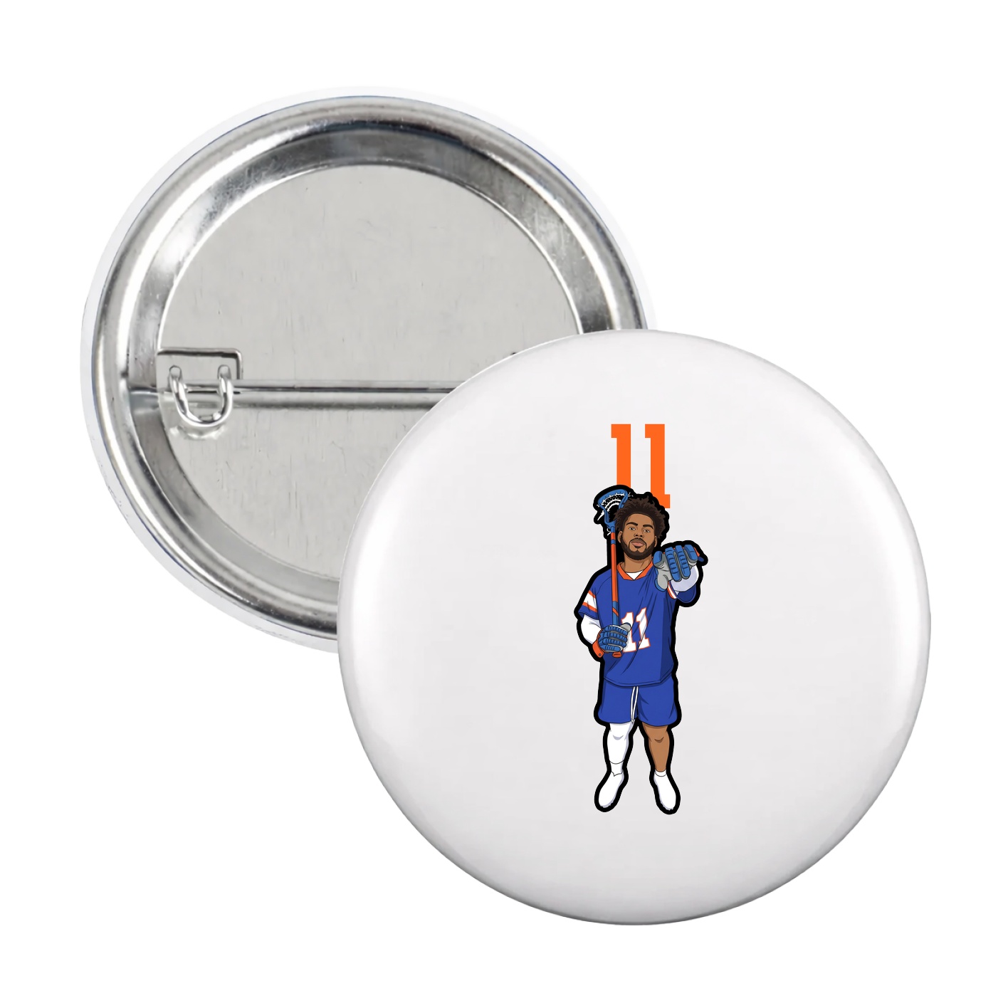 Game Day Button — Number Top in White