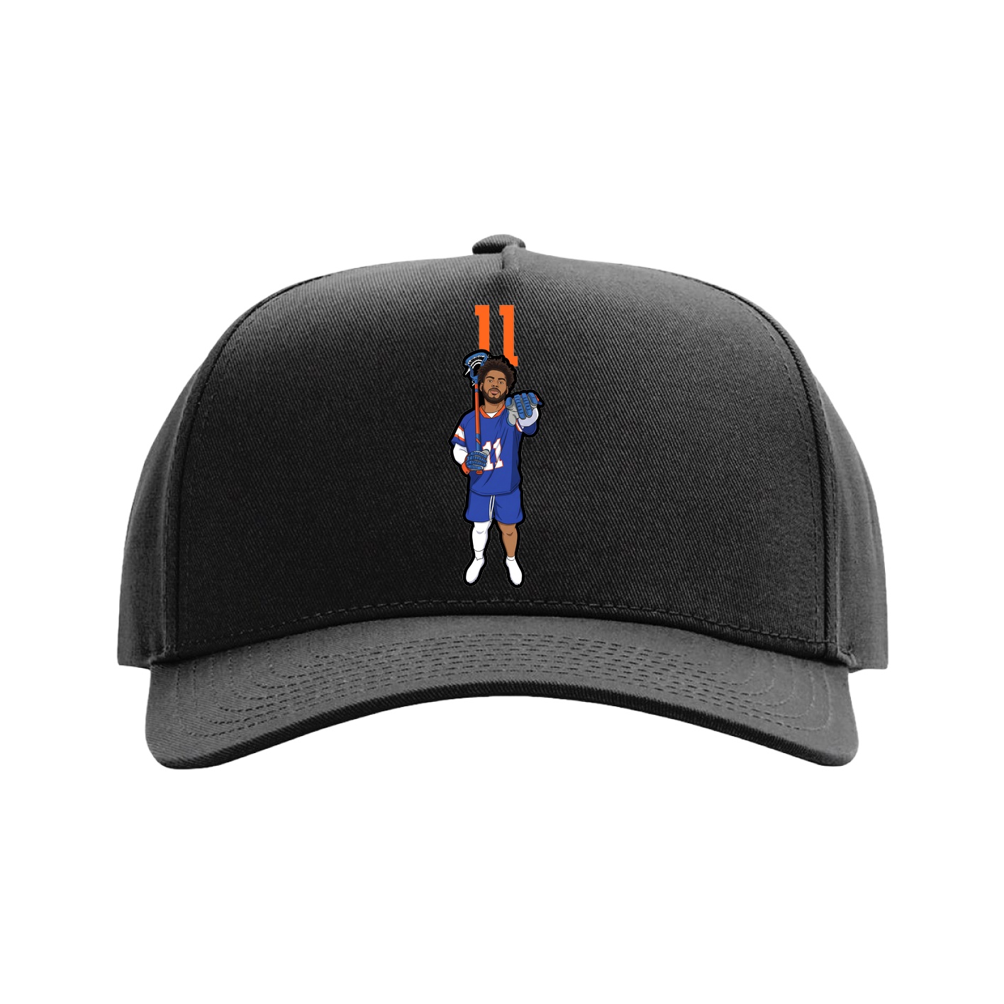 Full Fabric Five-Panel Champ Cap — Number Top in Black