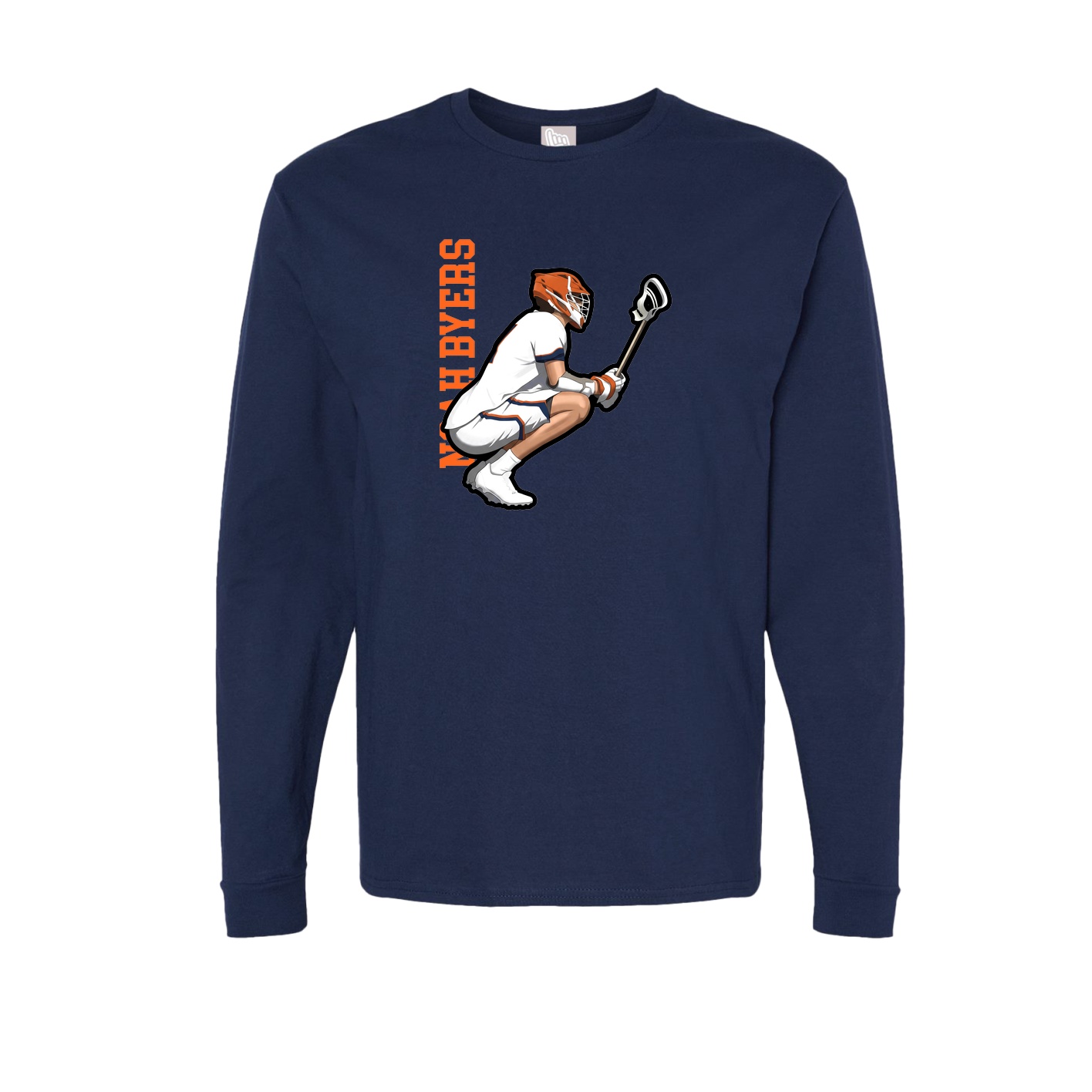 Long Sleeve Tee — Name Vertical in Navy