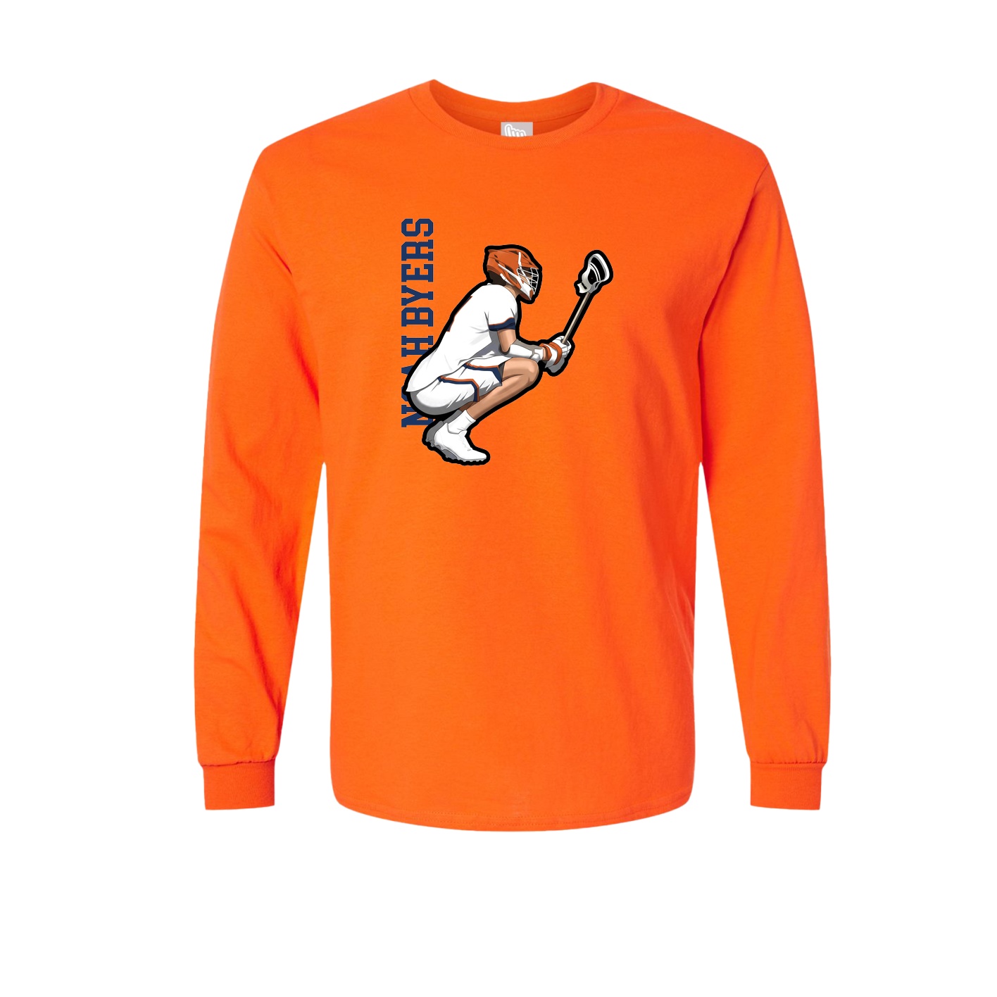 Long Sleeve Tee — Name Vertical in Orange
