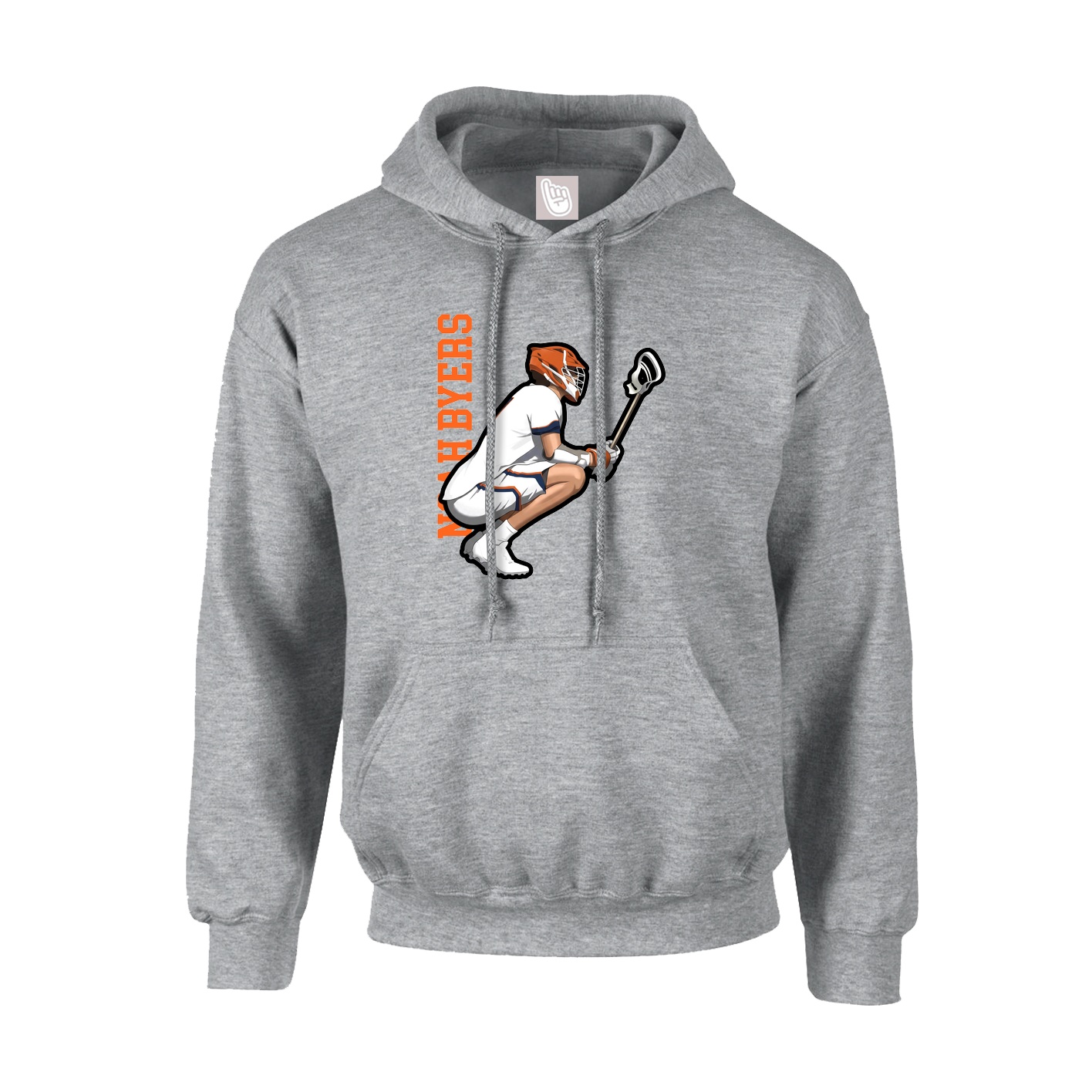Hoodie — Name Vertical in Grey