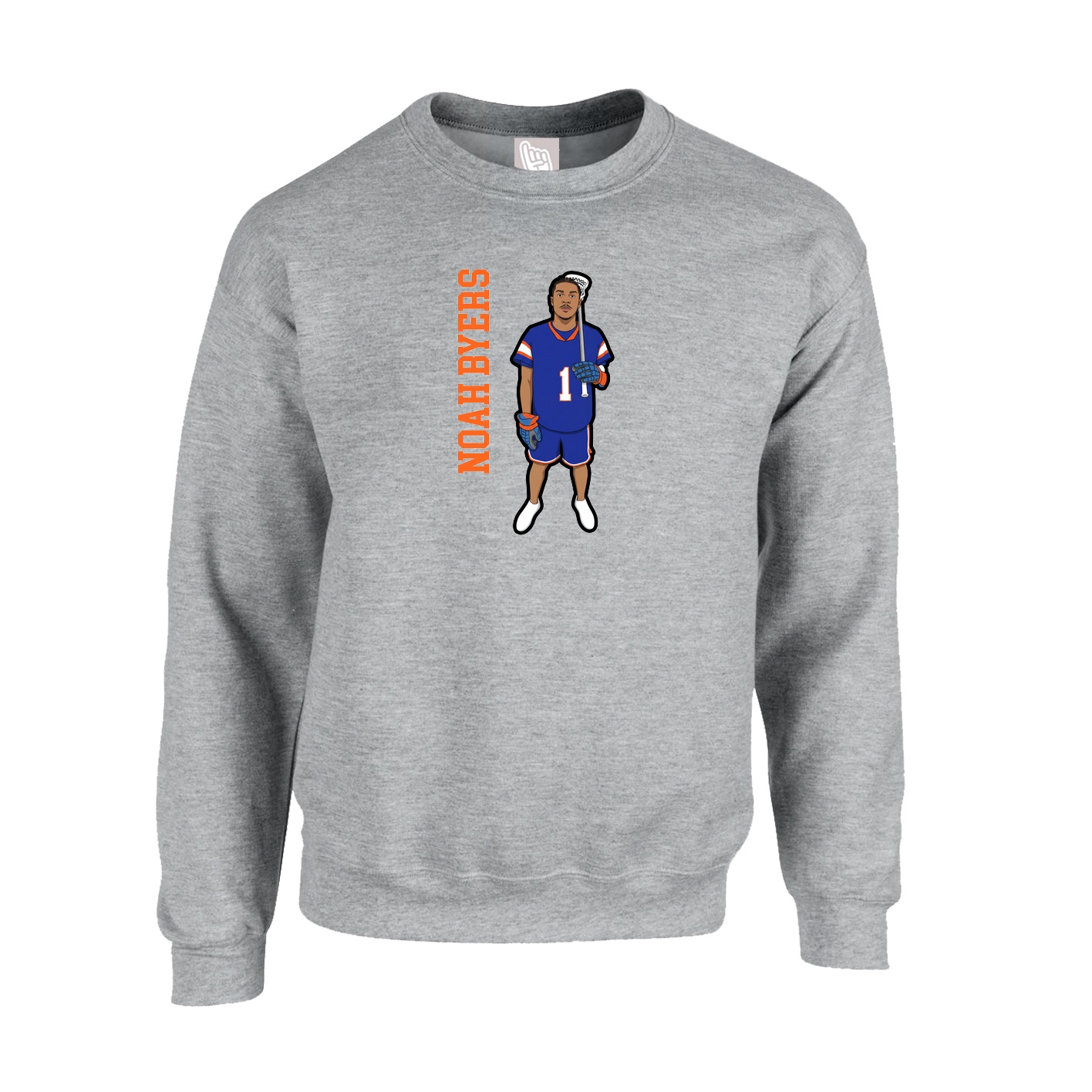 Fleece Crew — Name Vertical in Grey