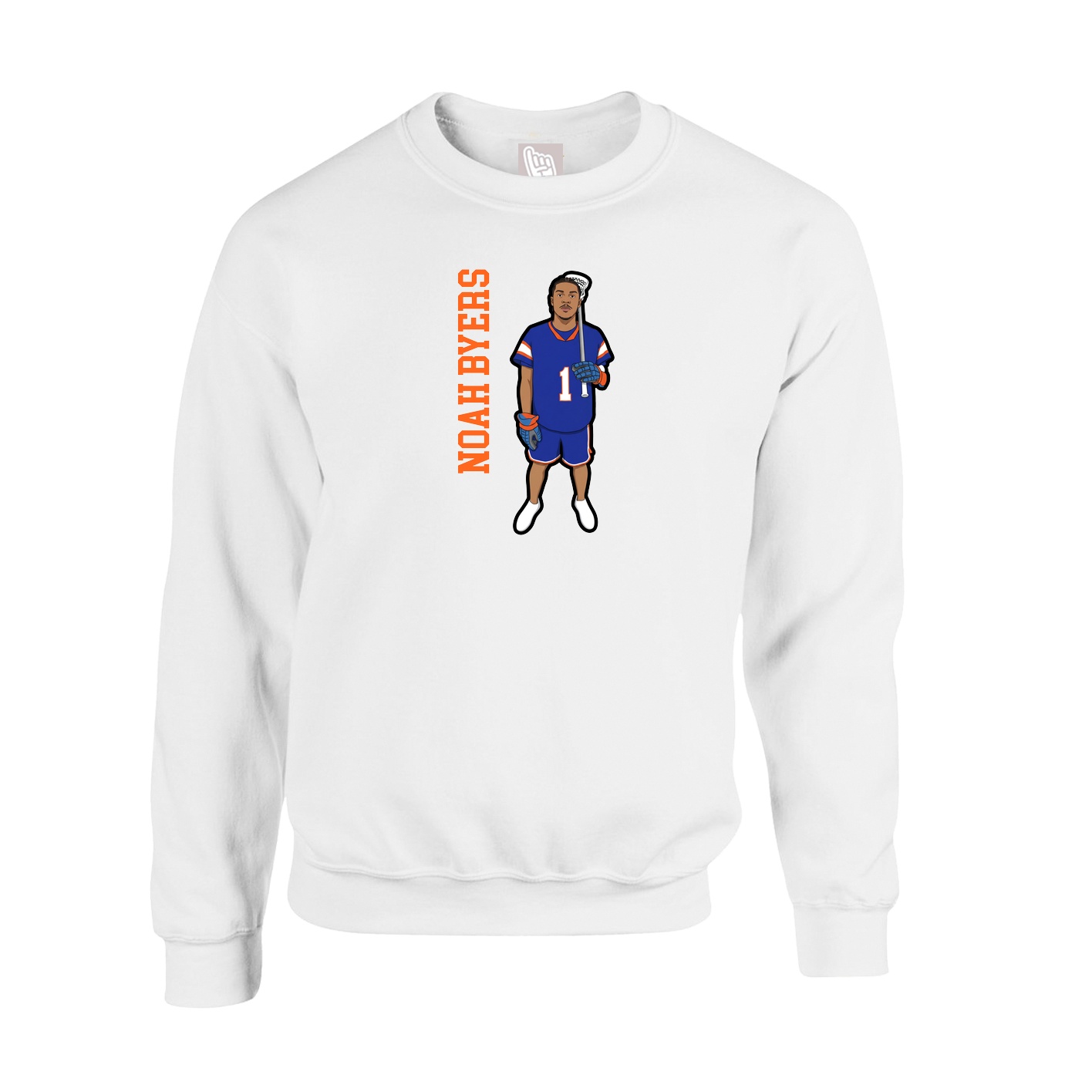 Fleece Crew — Name Vertical in White