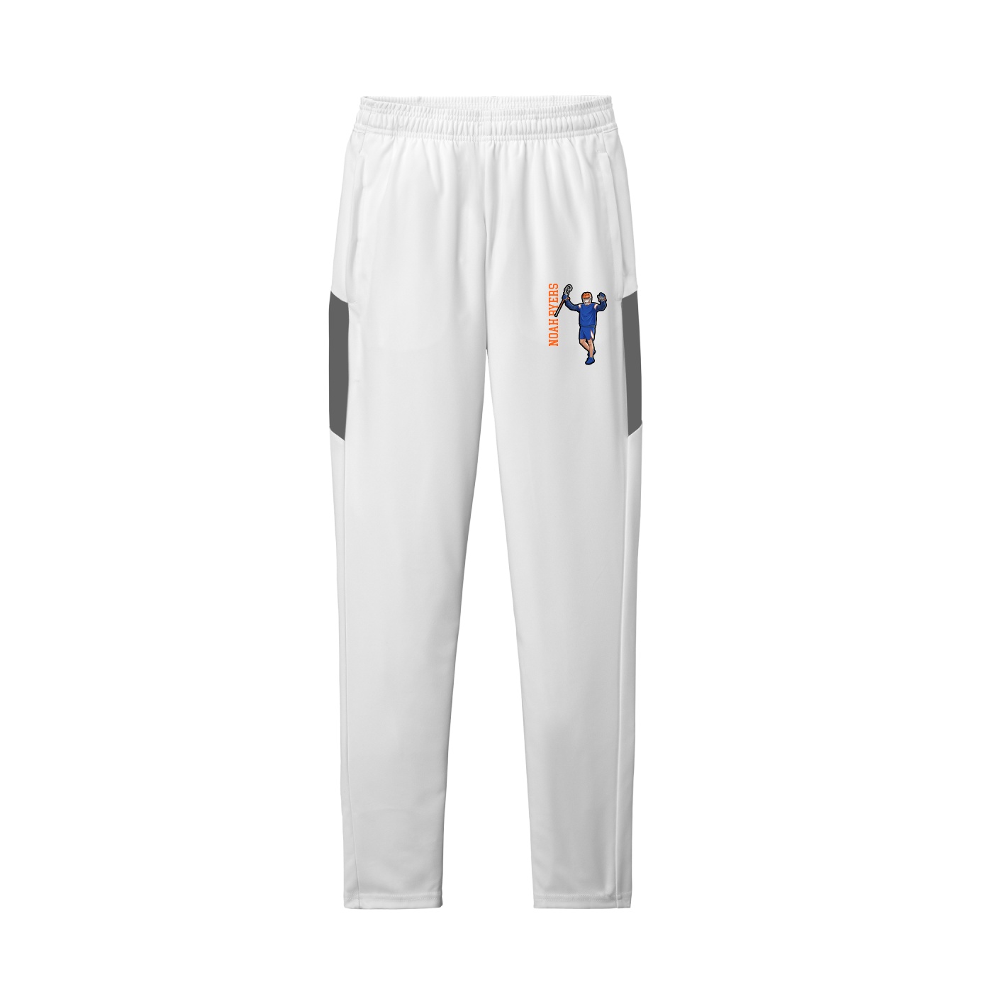 Team Travel Pant — Name Vertical in White/Grey
