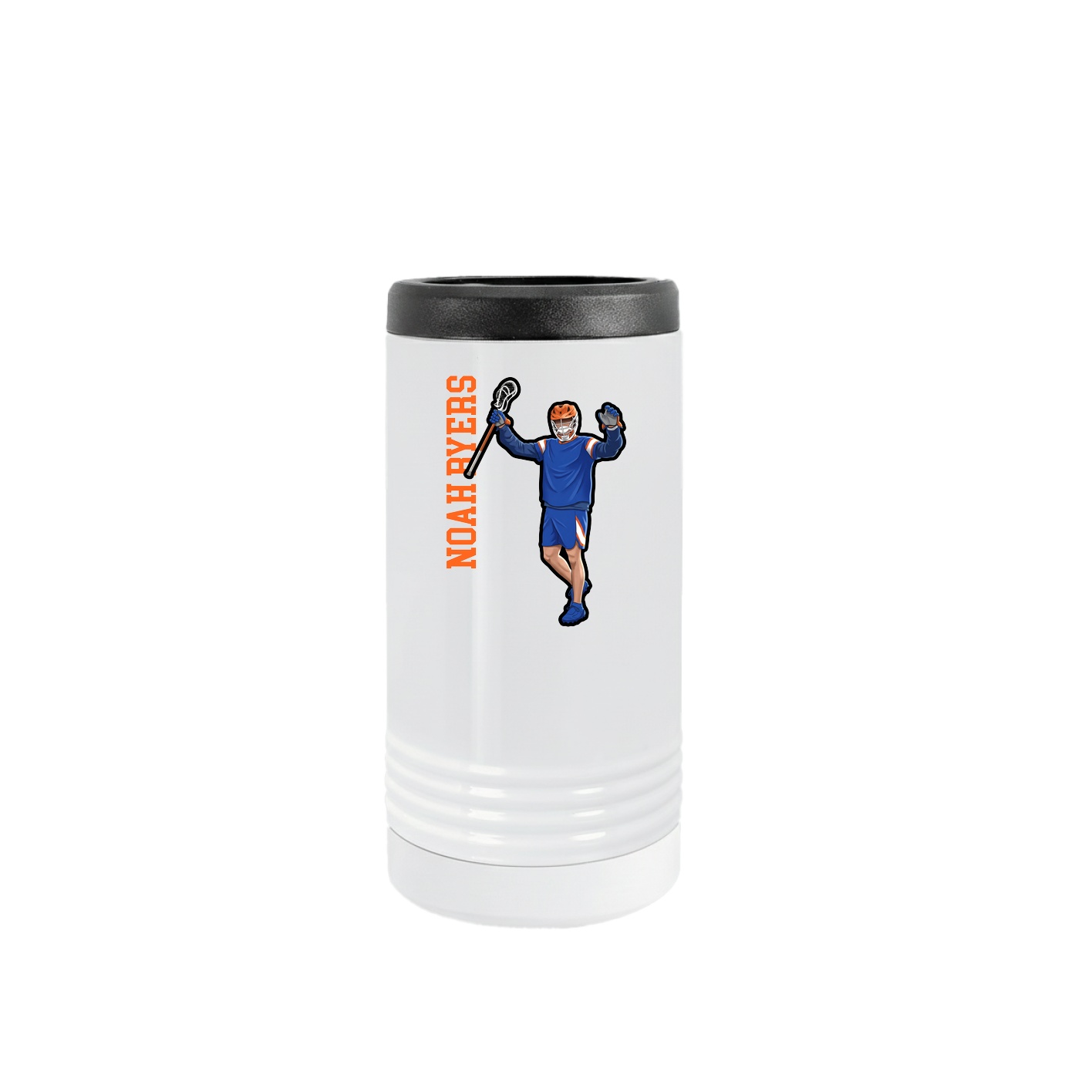 Slim Beverage Holder — Name Vertical in White
