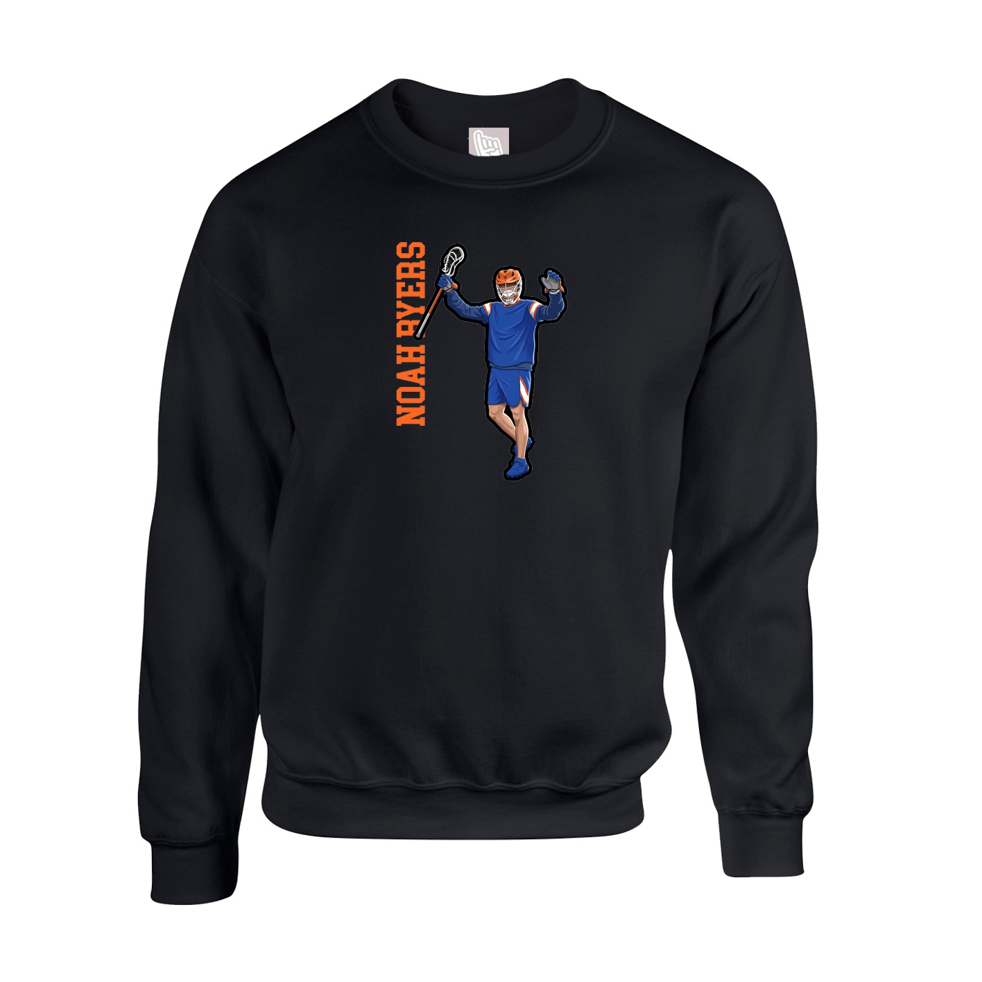 Fleece Crew — Name Vertical in Black