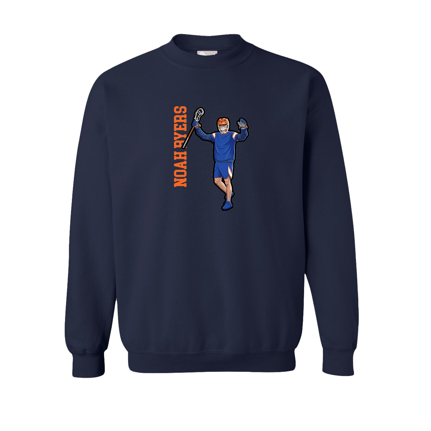 Fleece Crew — Name Vertical in Navy