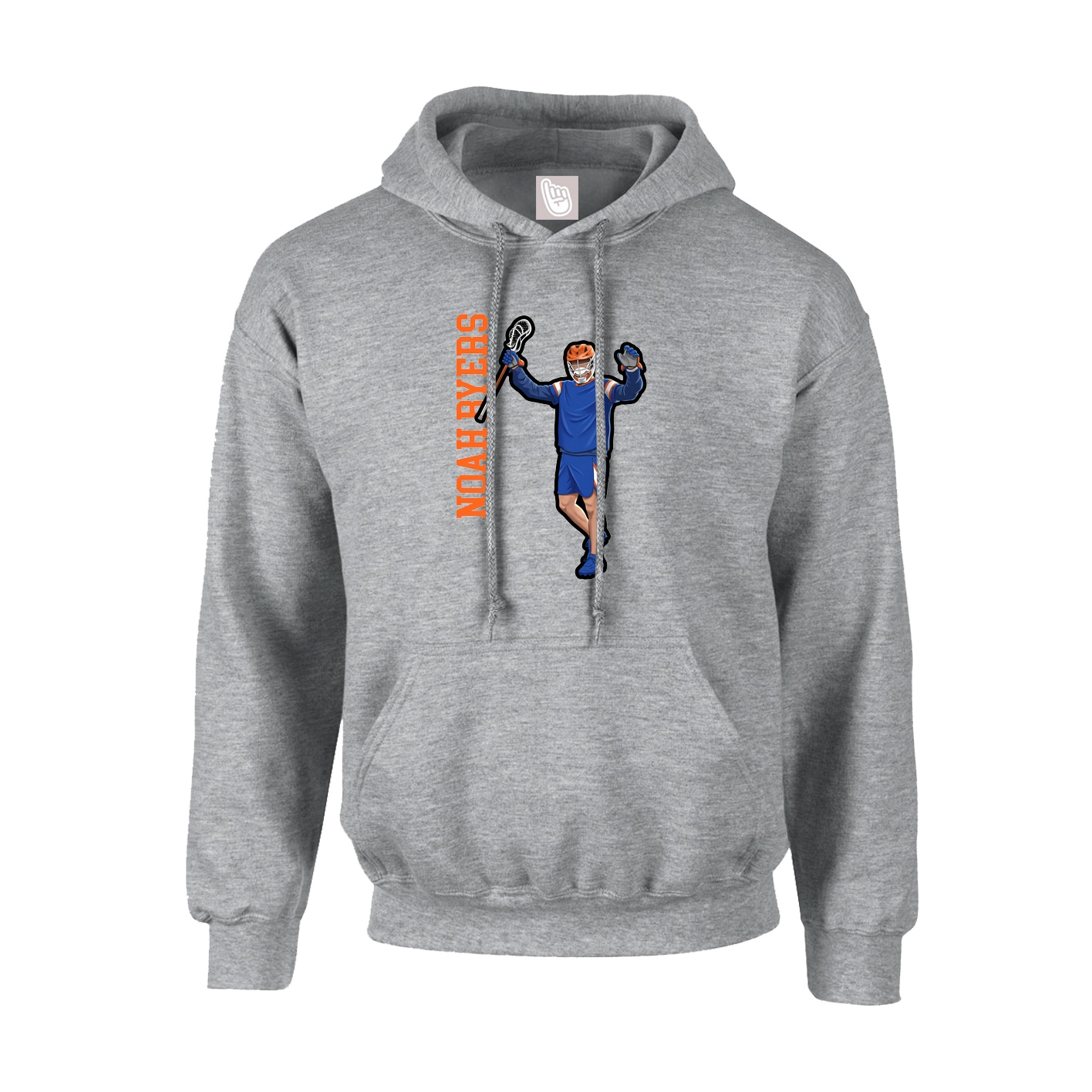 Youth Hoodie — Name Vertical in Grey