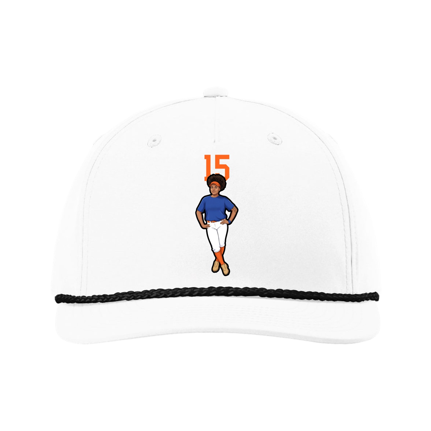 Five-Panel Classic Rope Cap — Number Top in White