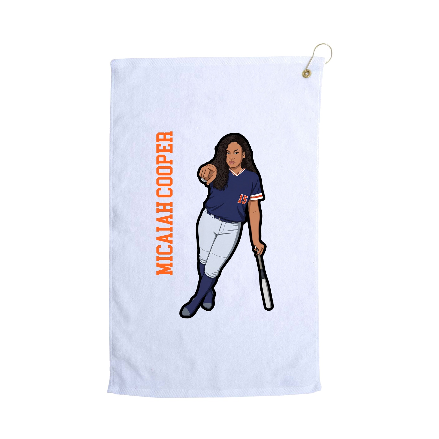 Golf Towel — Name Vertical in White