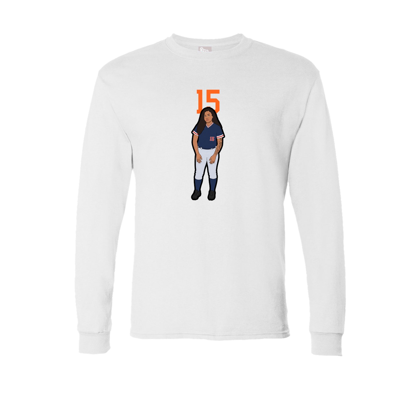 Long Sleeve Tee — Number Top in White