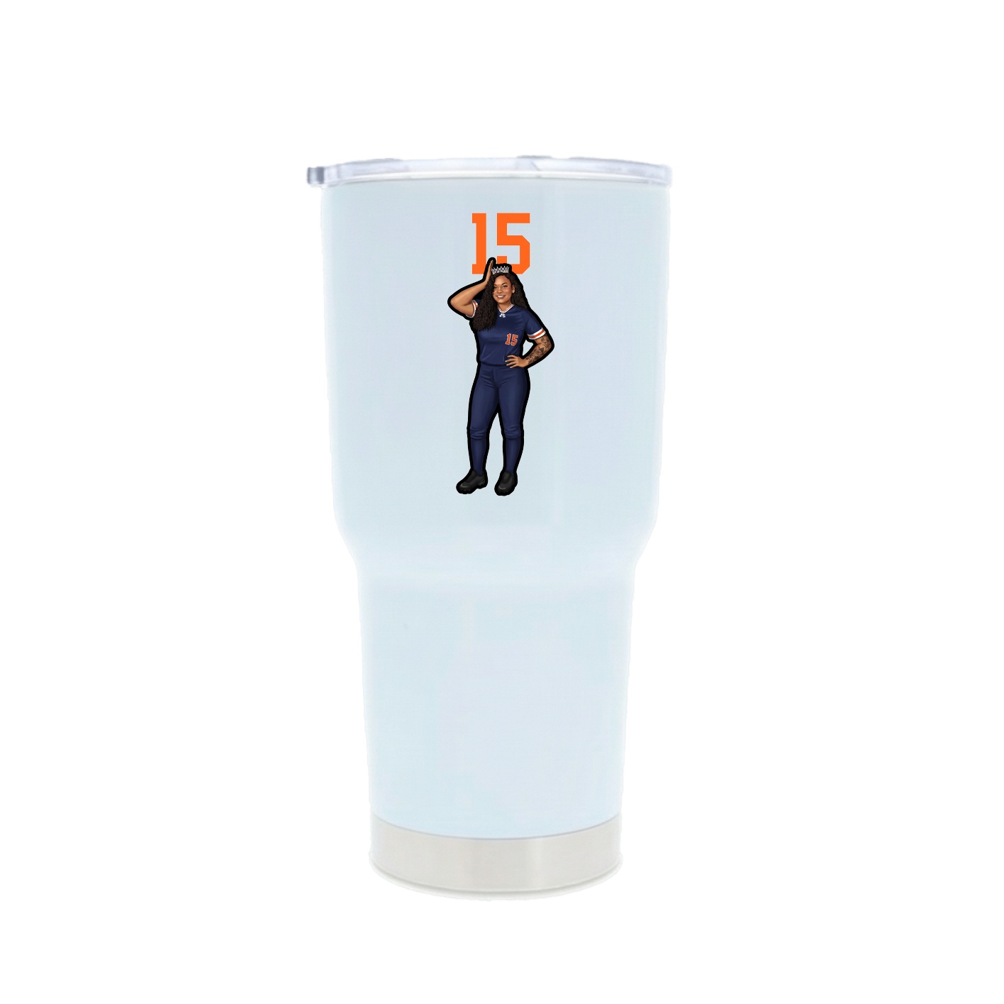 30oz Stainless Steel Tumbler — Number Top in White