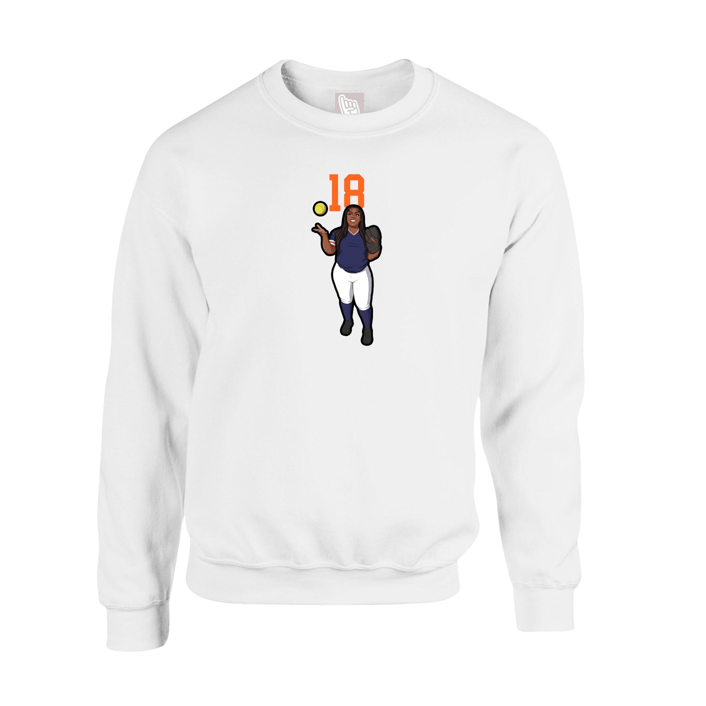 Fleece Crew — Number Top in White
