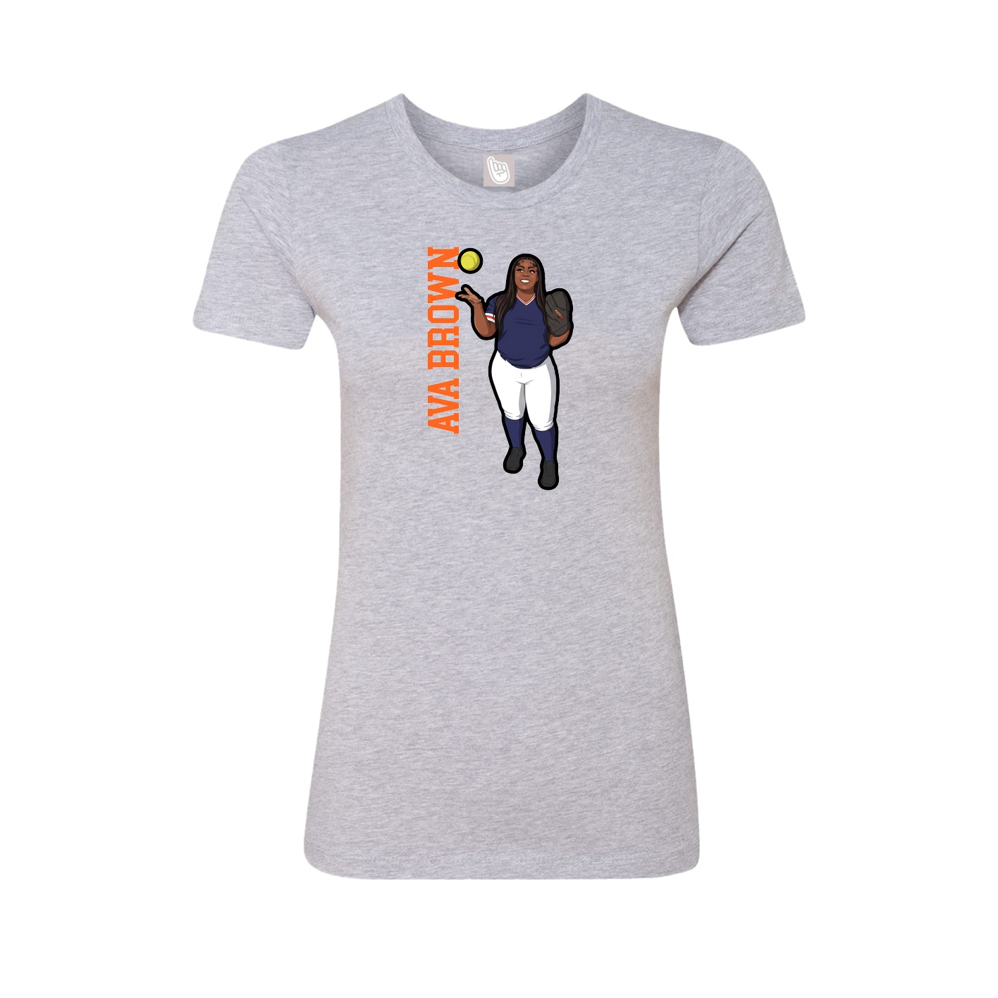 Fitted Women's Tee — Name Vertical in Grey