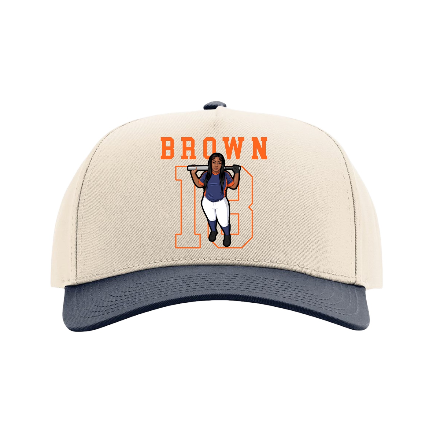 Full Fabric Five-Panel Champ Cap — Shirsey in Cream/Navy