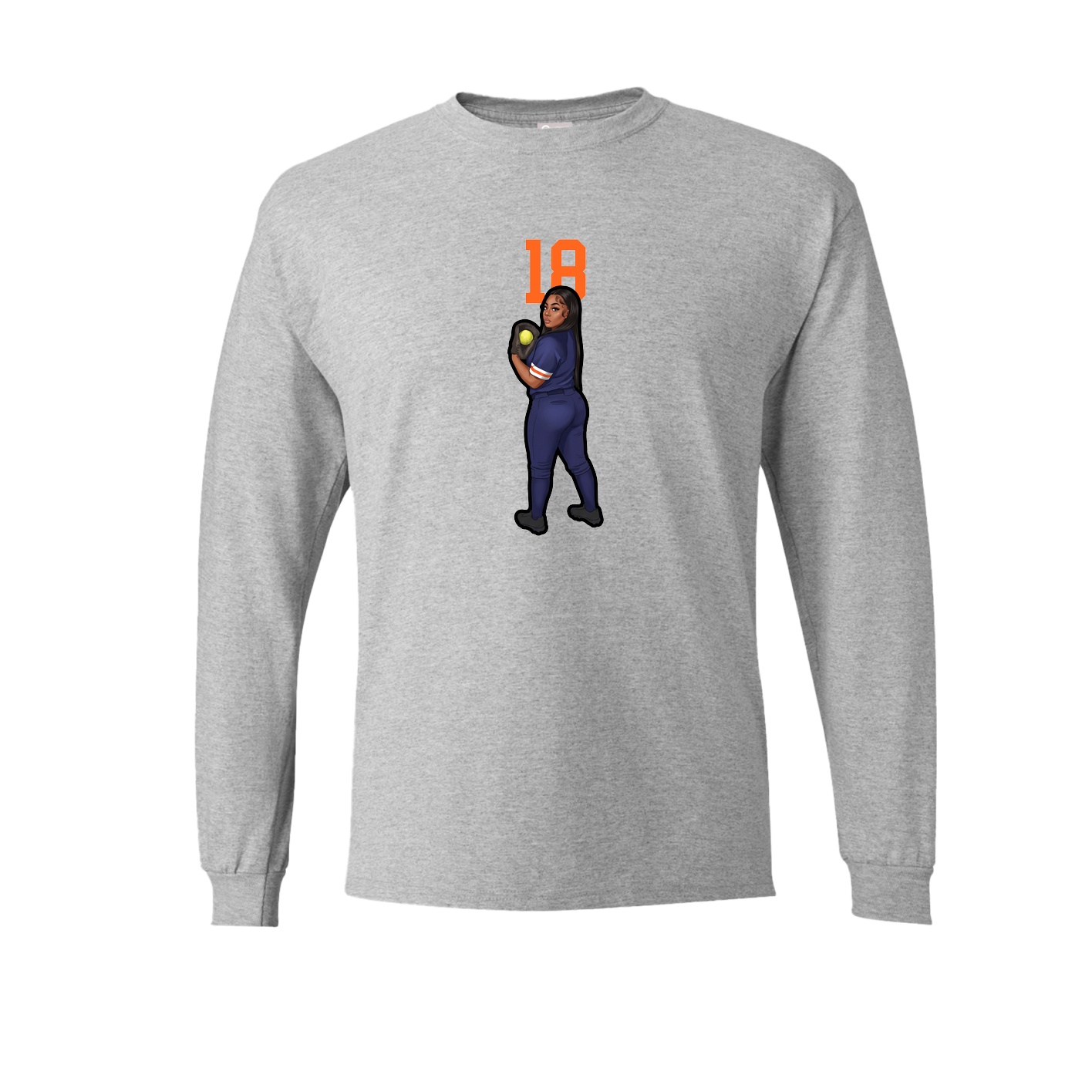 Long Sleeve Tee — Number Top in Grey