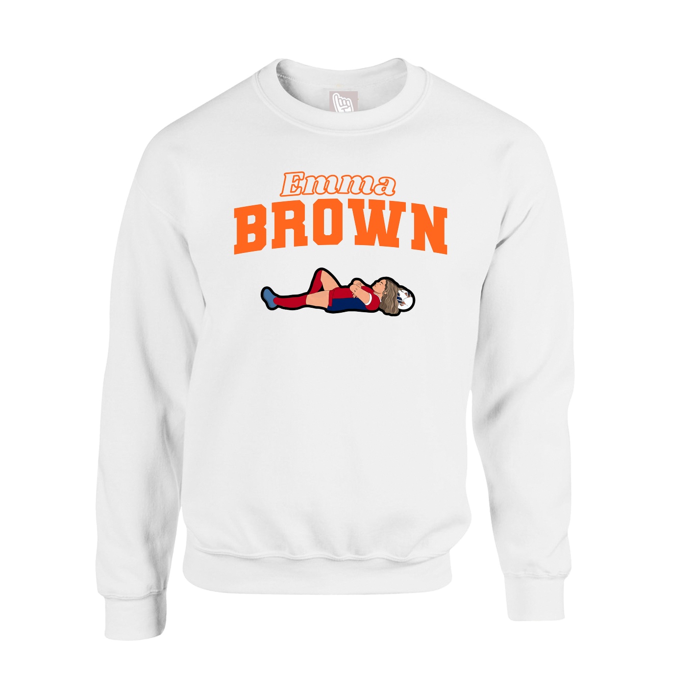 Fleece Crew — Name Arch in White