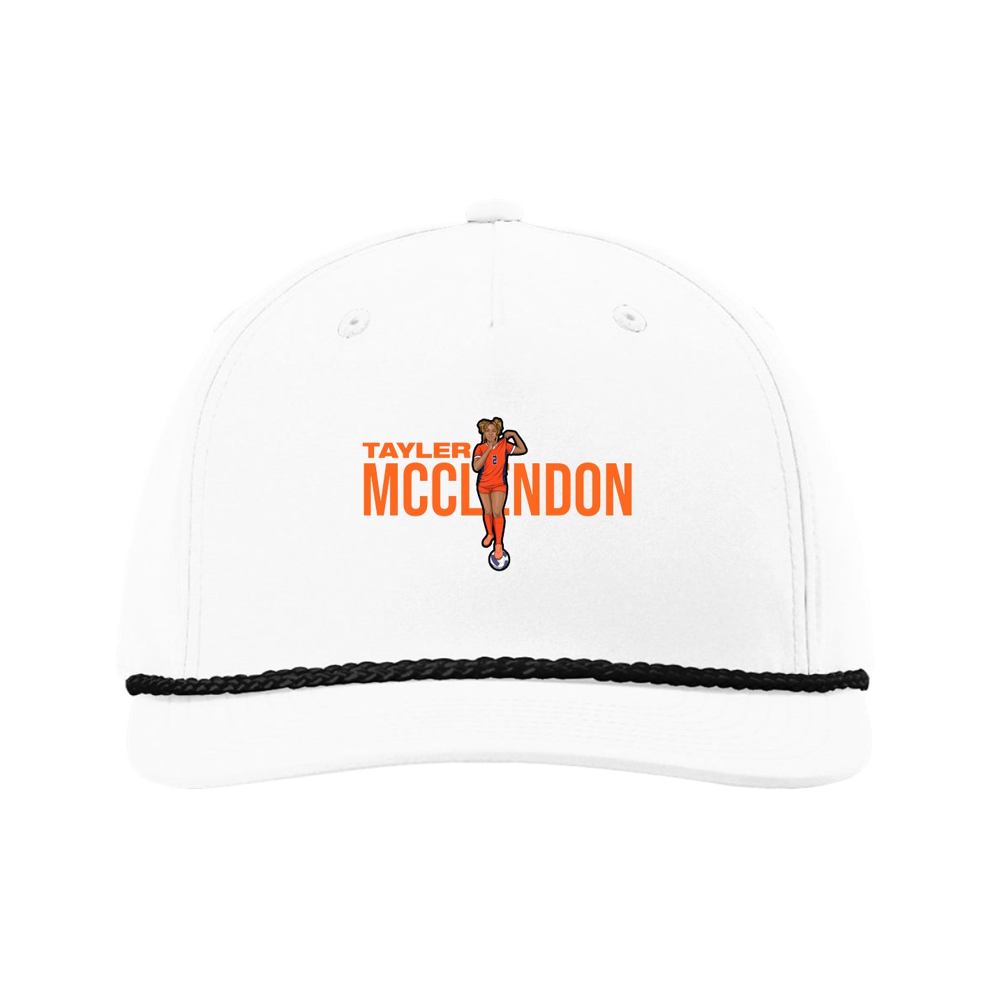Five-Panel Classic Rope Cap — Player Name in White