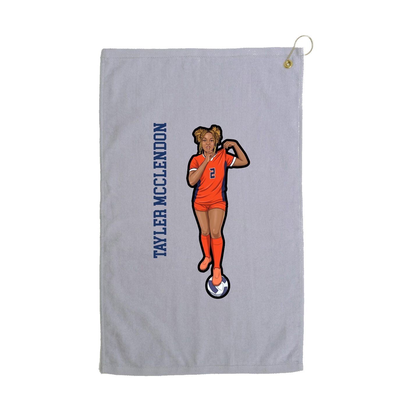 Golf Towel — Name Vertical in Grey