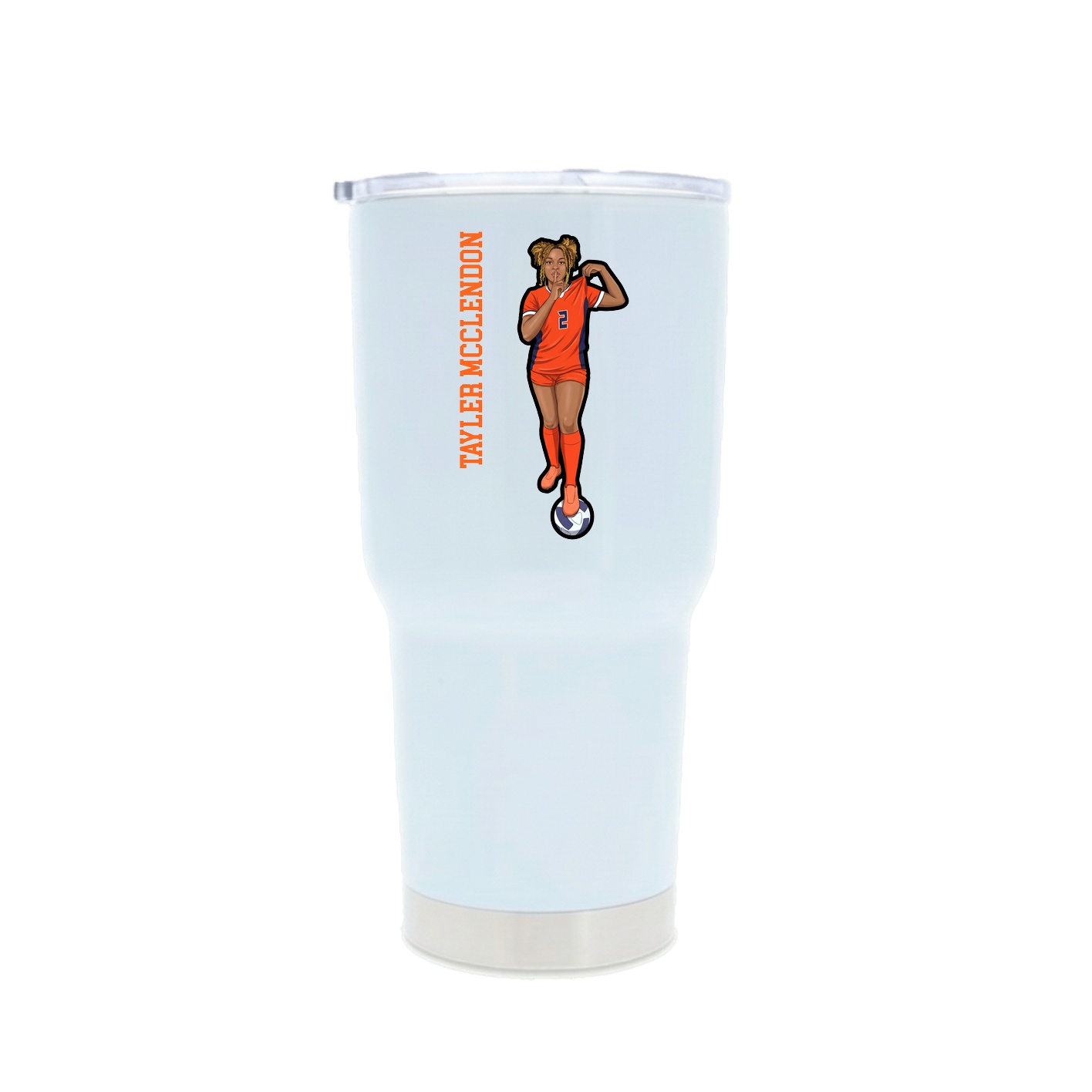 30oz Stainless Steel Tumbler — Name Vertical in White