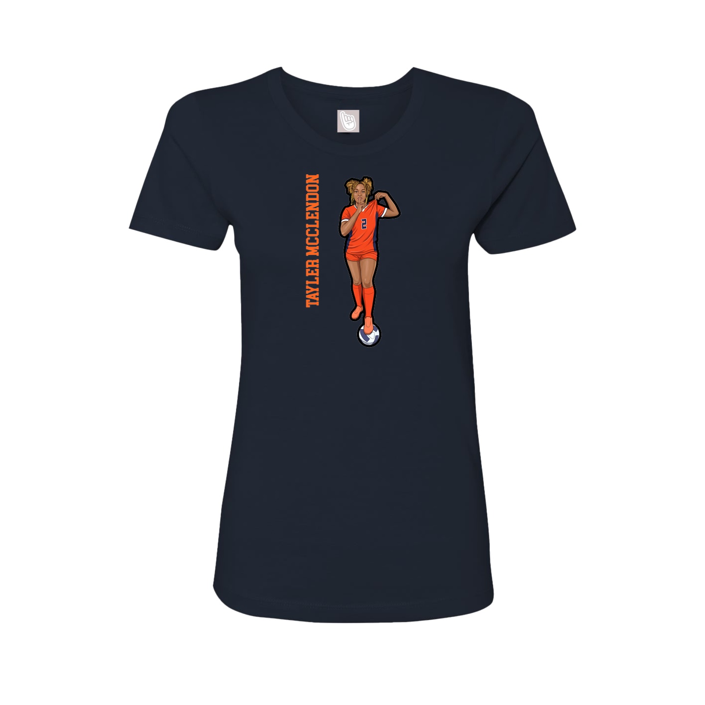 Fitted Women's Tee — Name Vertical in Navy