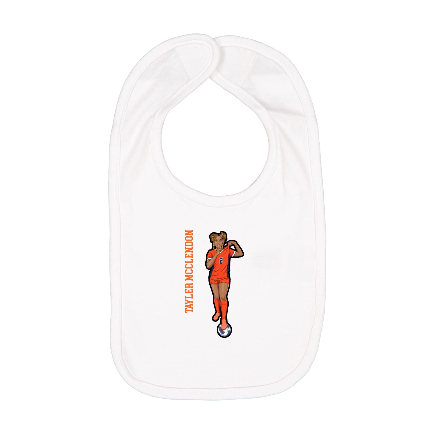 Infant Bib — Name Vertical in White