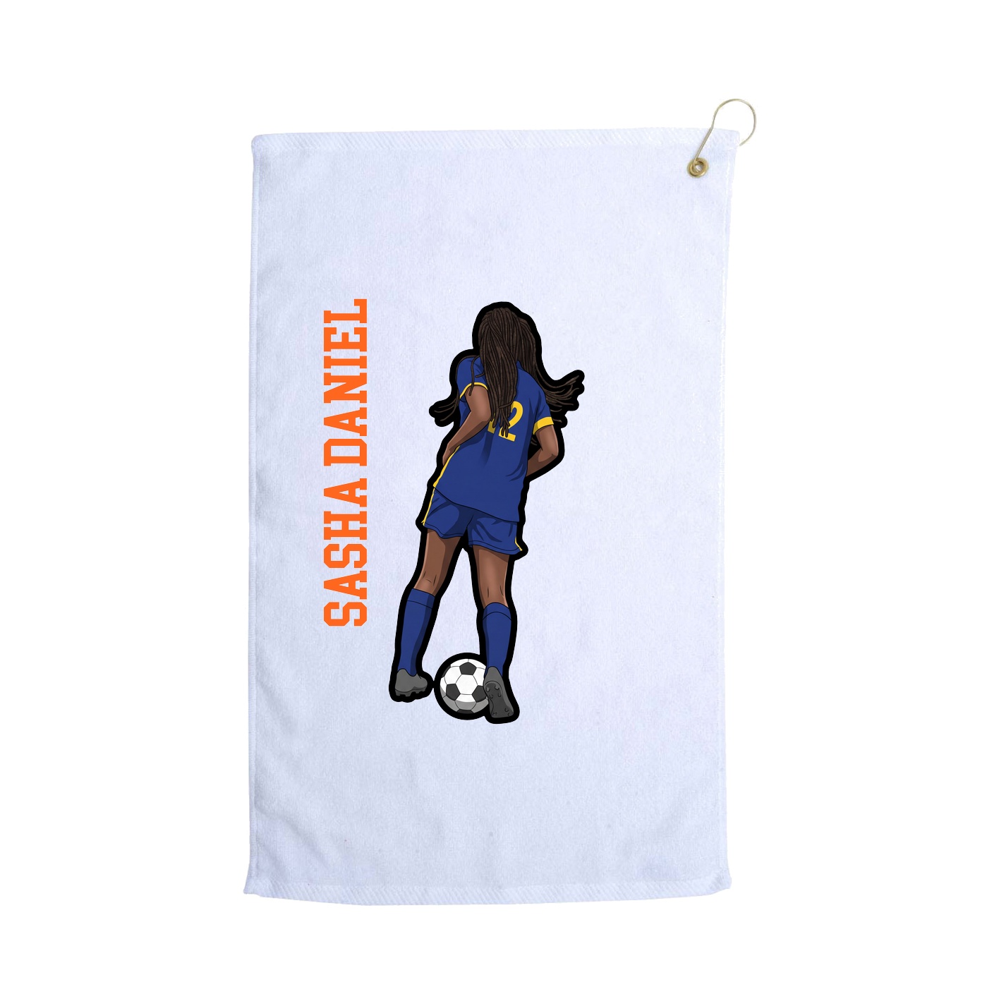 Golf Towel — Name Vertical in White