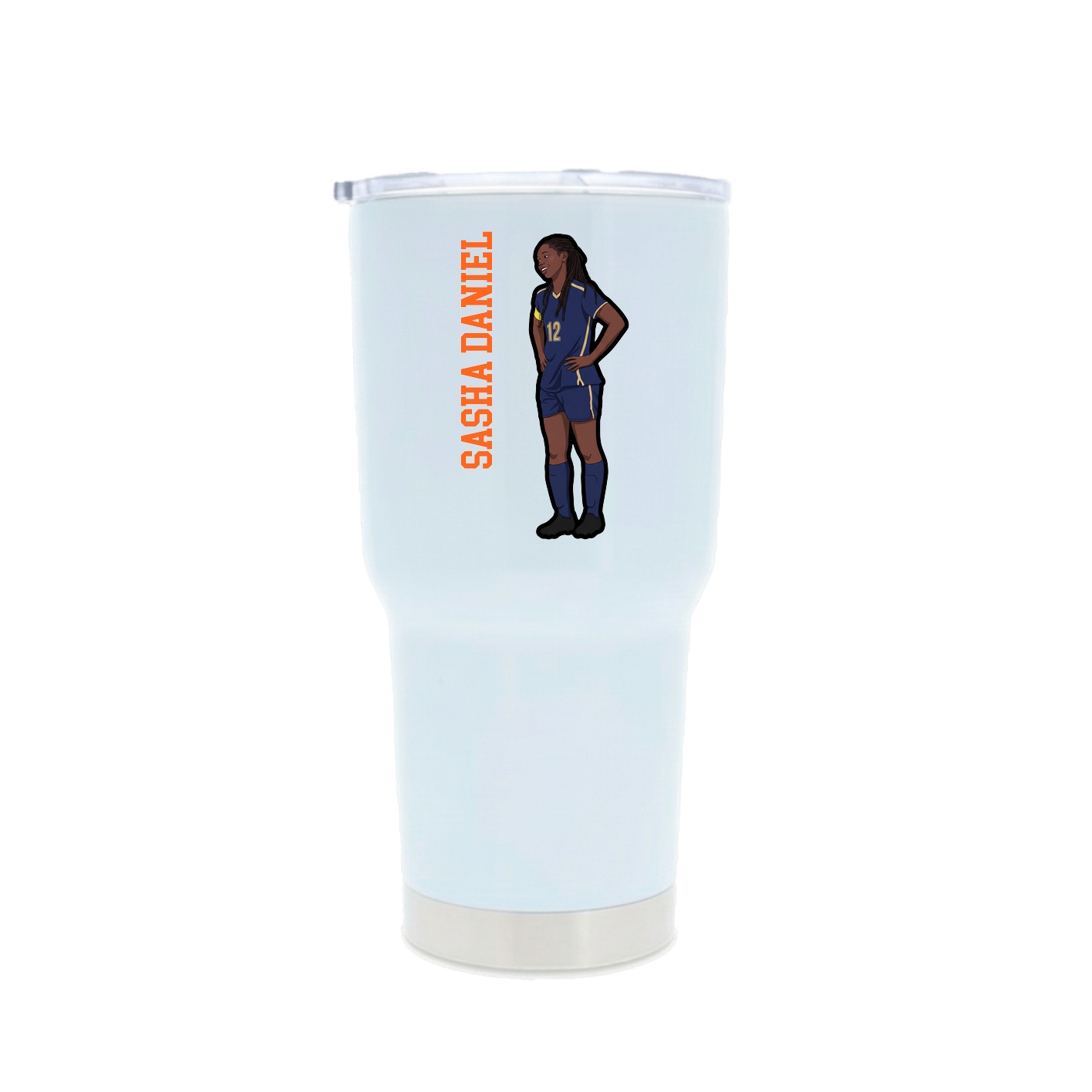 30oz Stainless Steel Tumbler — Name Vertical in White