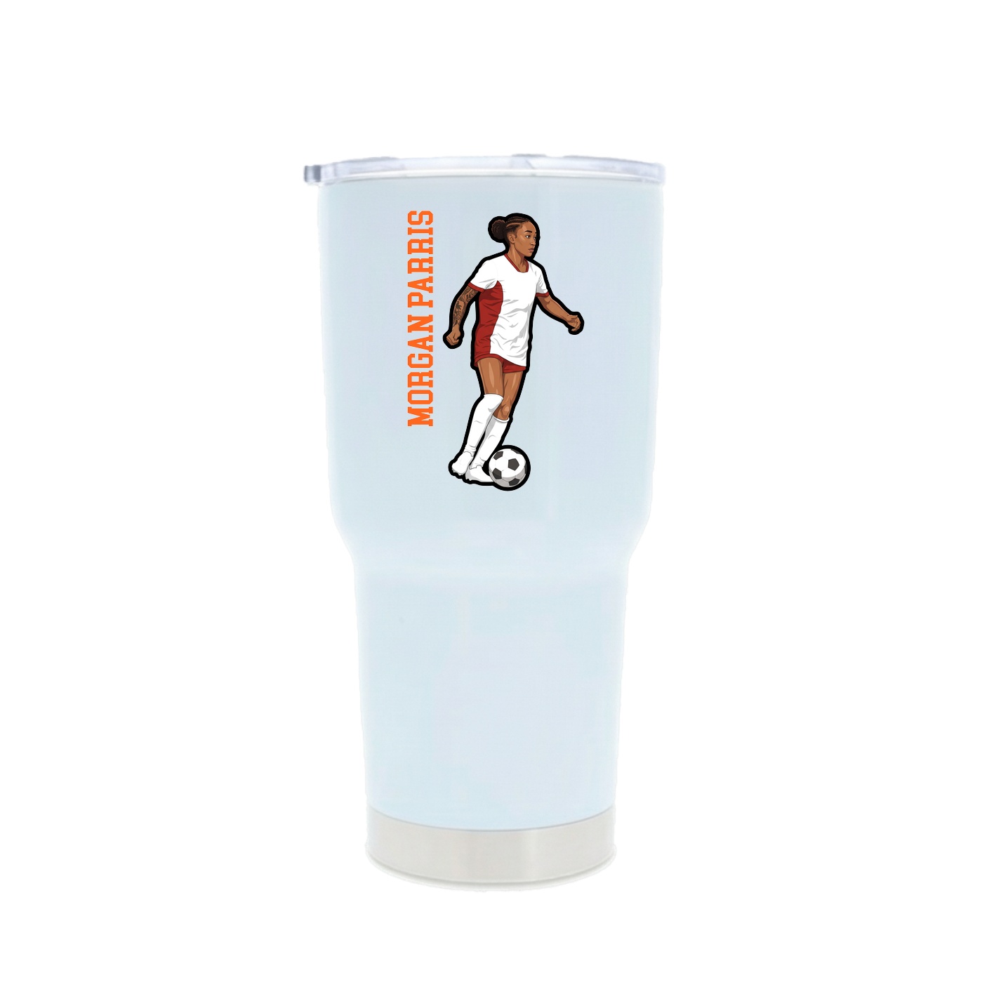 30oz Stainless Steel Tumbler — Name Vertical in White