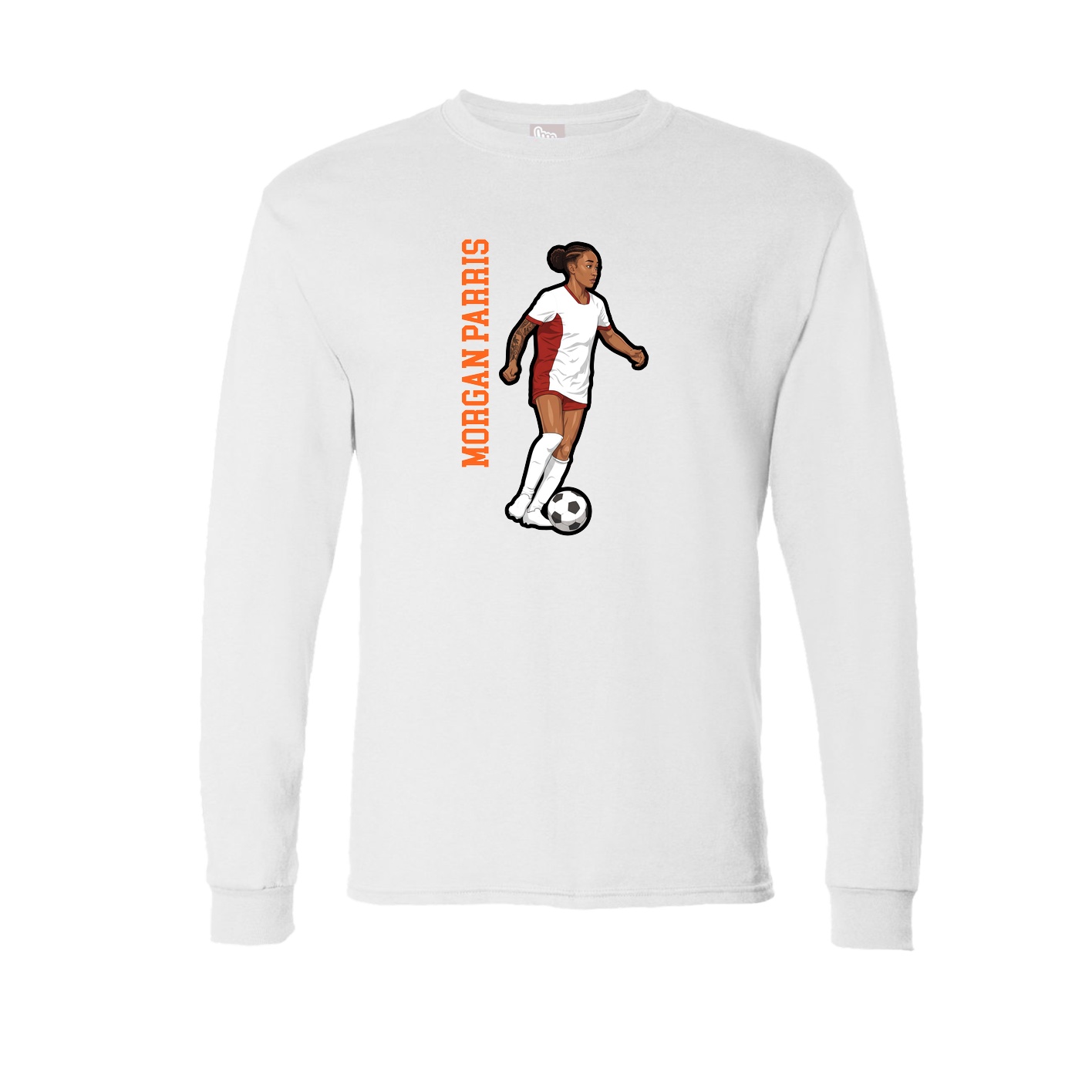Long Sleeve Tee — Name Vertical in White