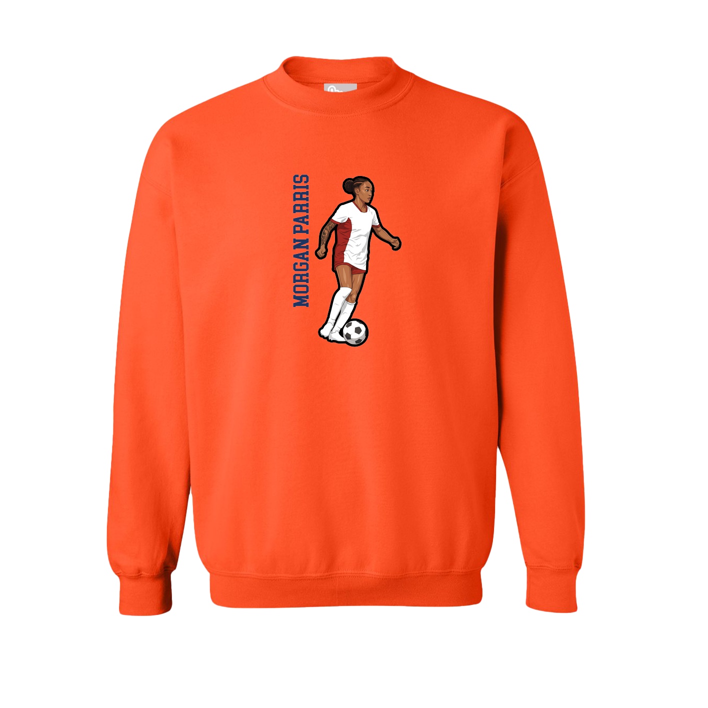 Fleece Crew — Name Vertical in Orange