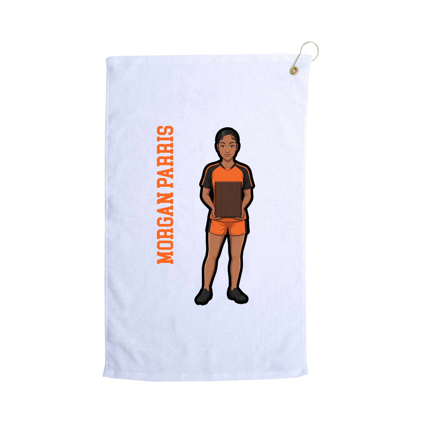 Golf Towel — Name Vertical in White