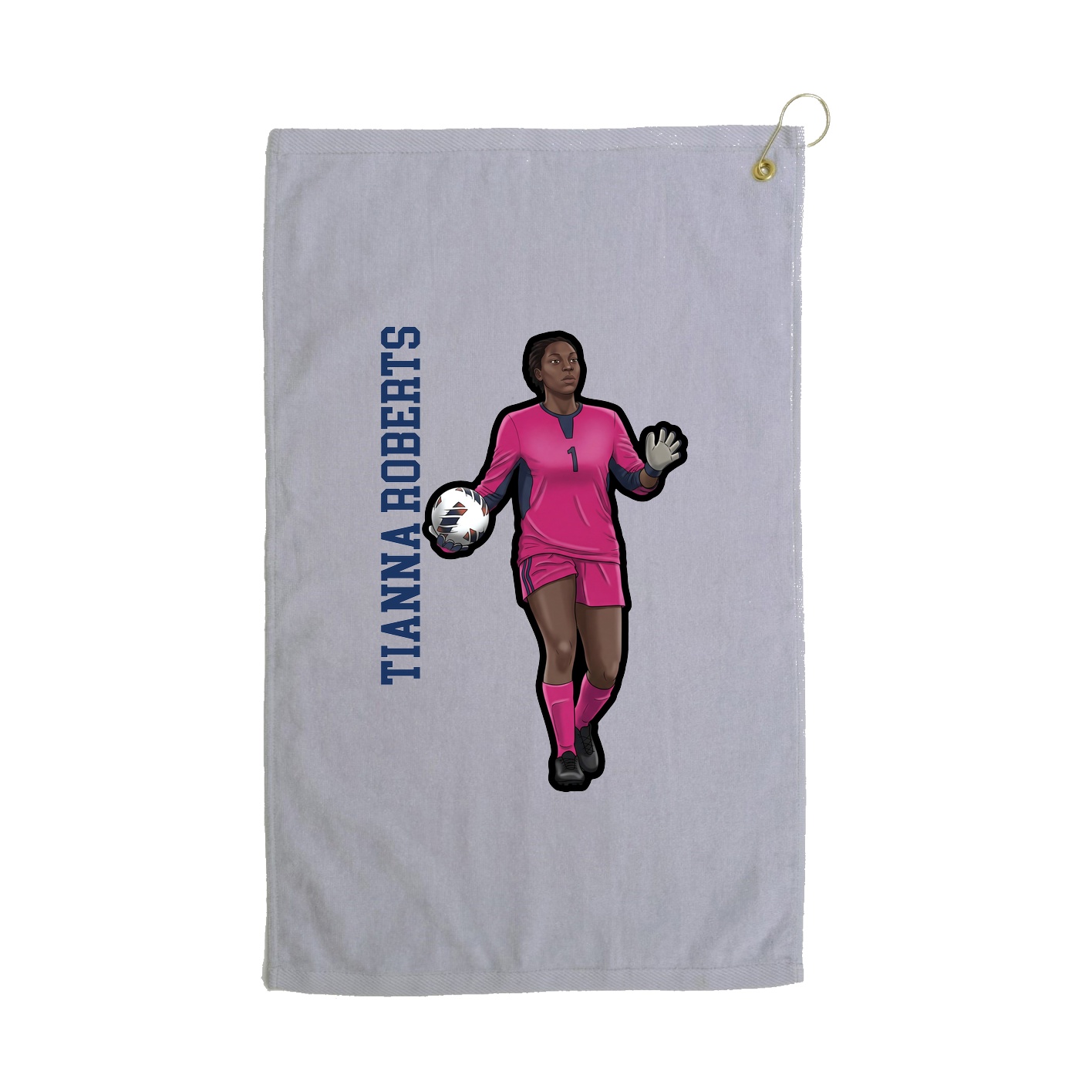 Golf Towel — Name Vertical in Grey