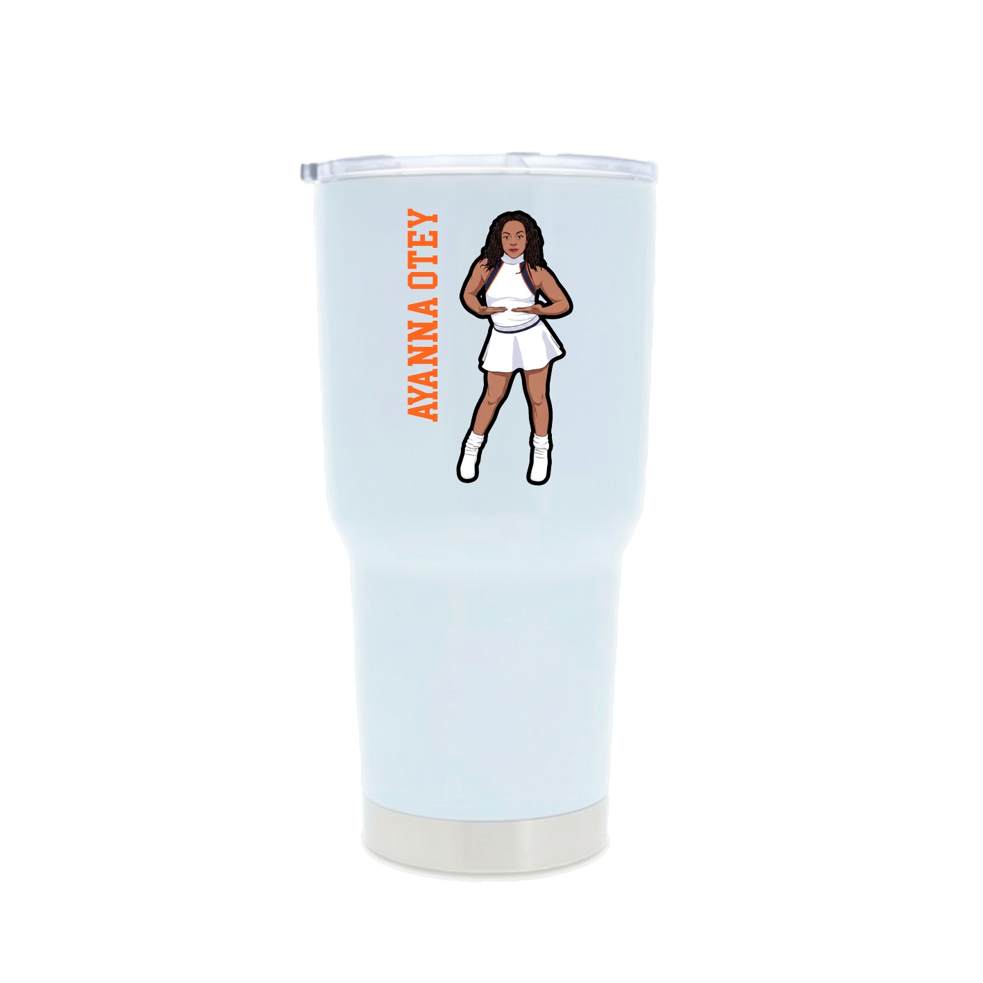 30oz Stainless Steel Tumbler — Name Vertical in White