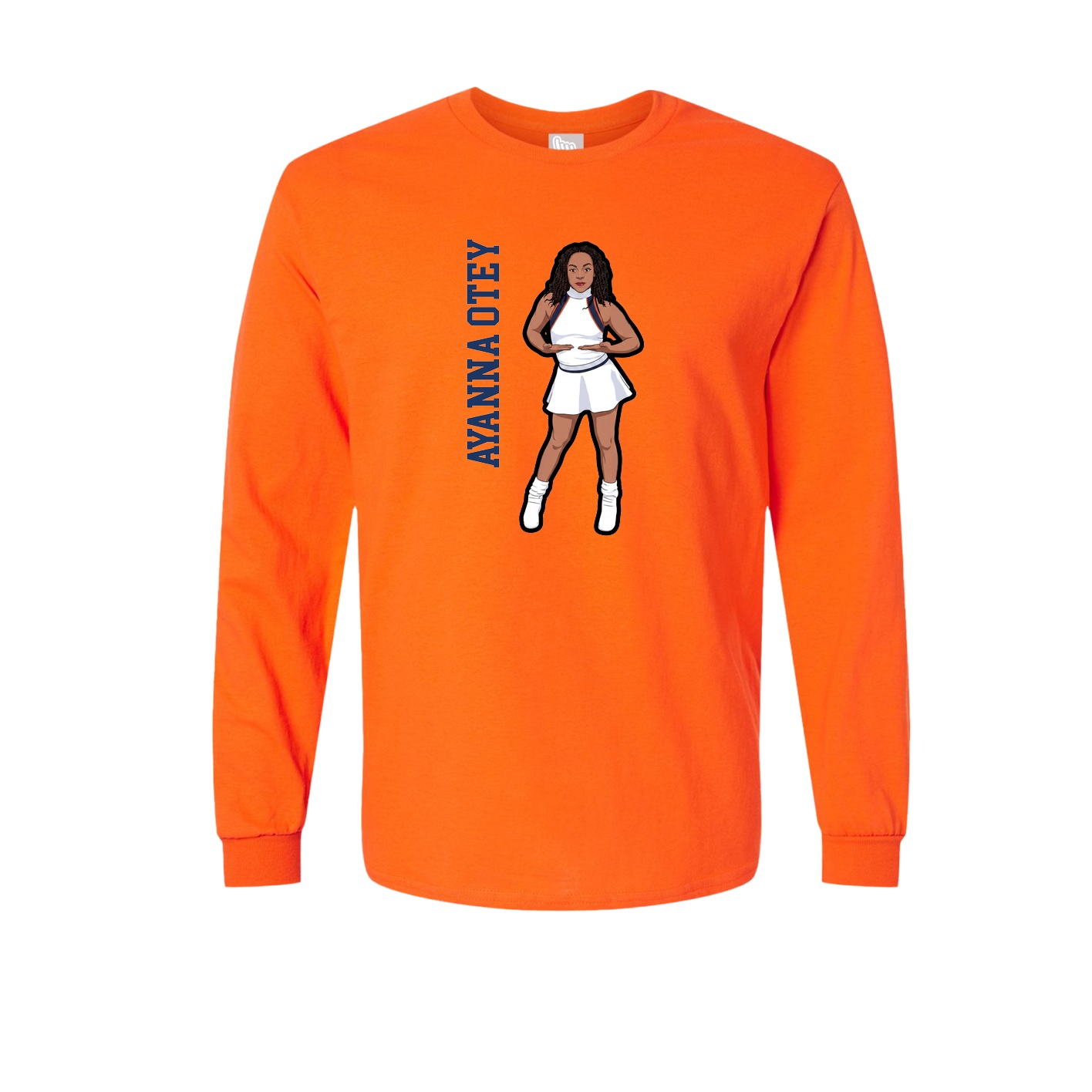 Long Sleeve Tee — Name Vertical in Orange