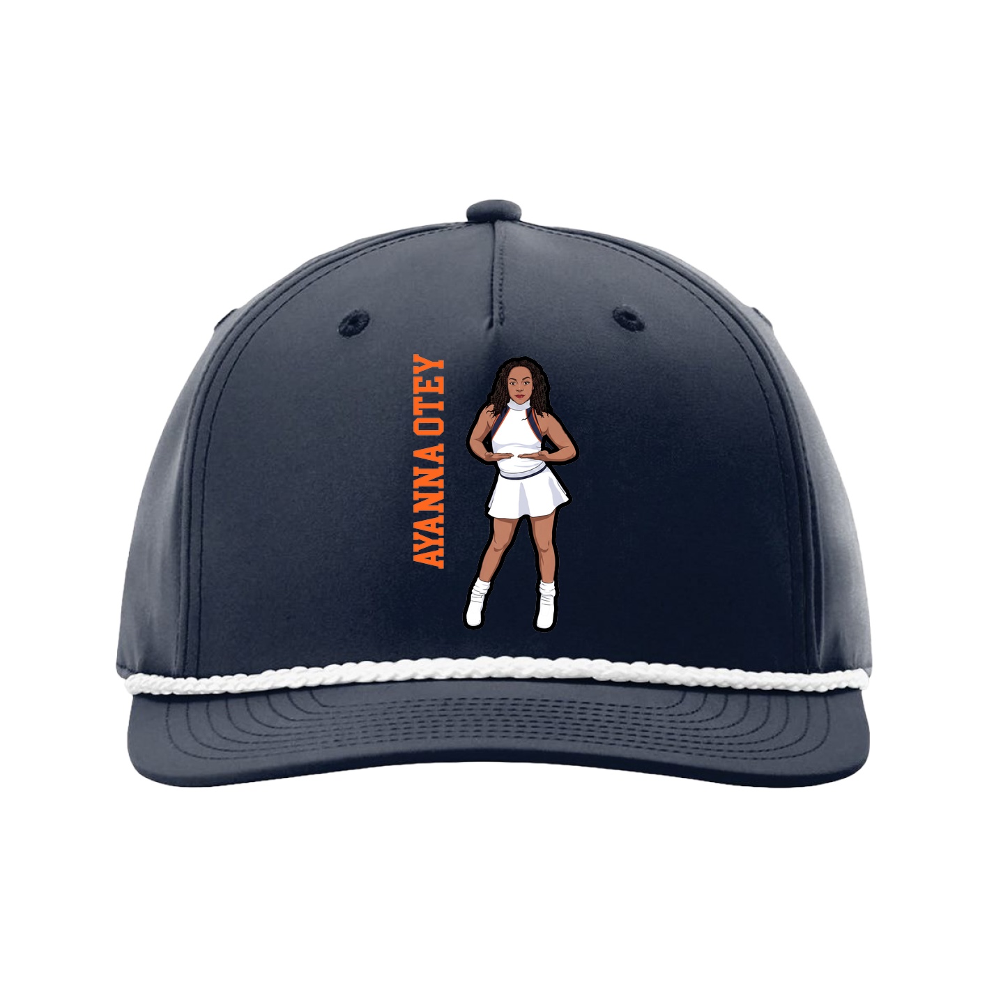 Five-Panel Classic Rope Cap — Name Vertical in Navy
