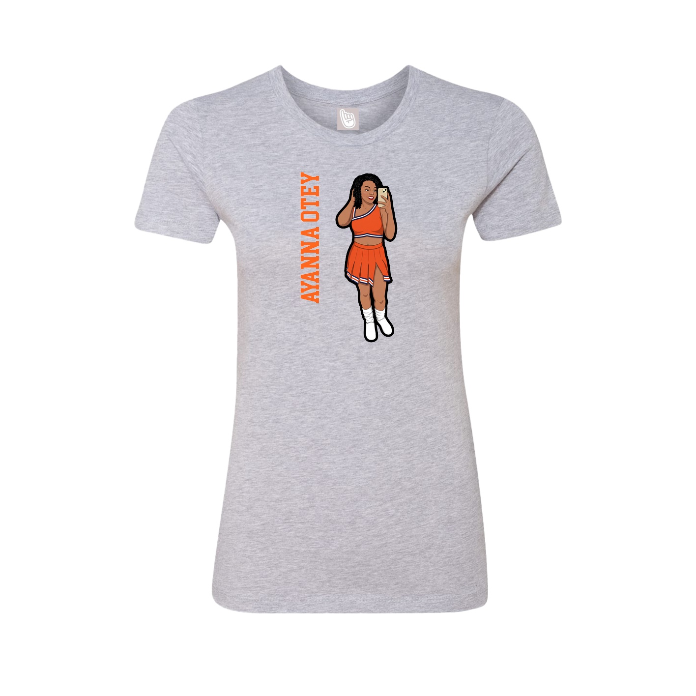 Womens Tee — Name Vertical in Grey