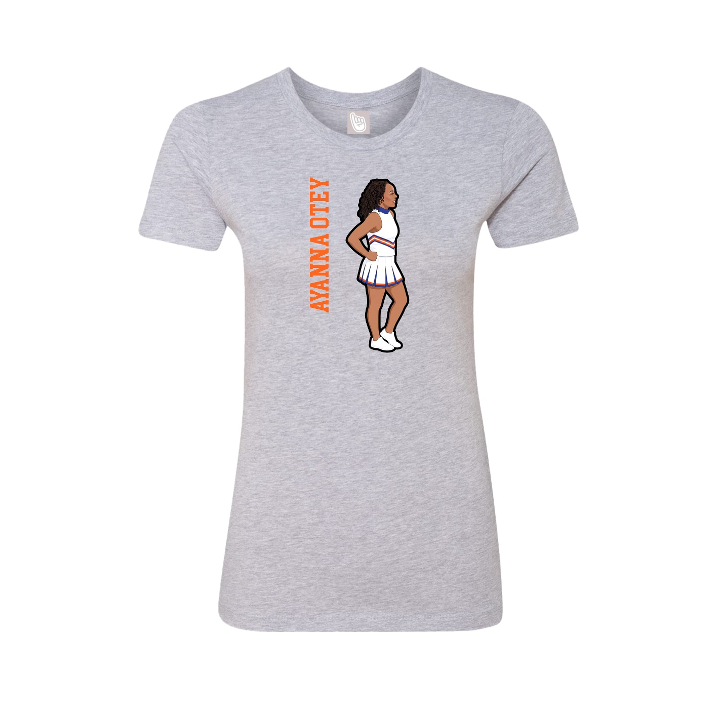 Fitted Women's Tee — Name Vertical in Grey