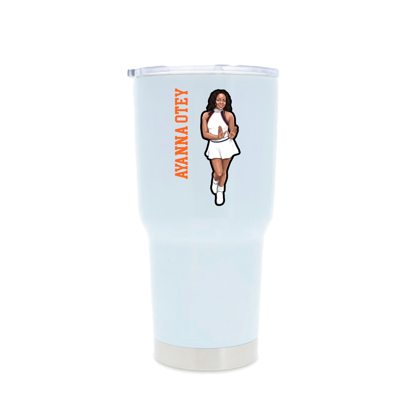 30oz Stainless Steel Tumbler — Name Vertical in White