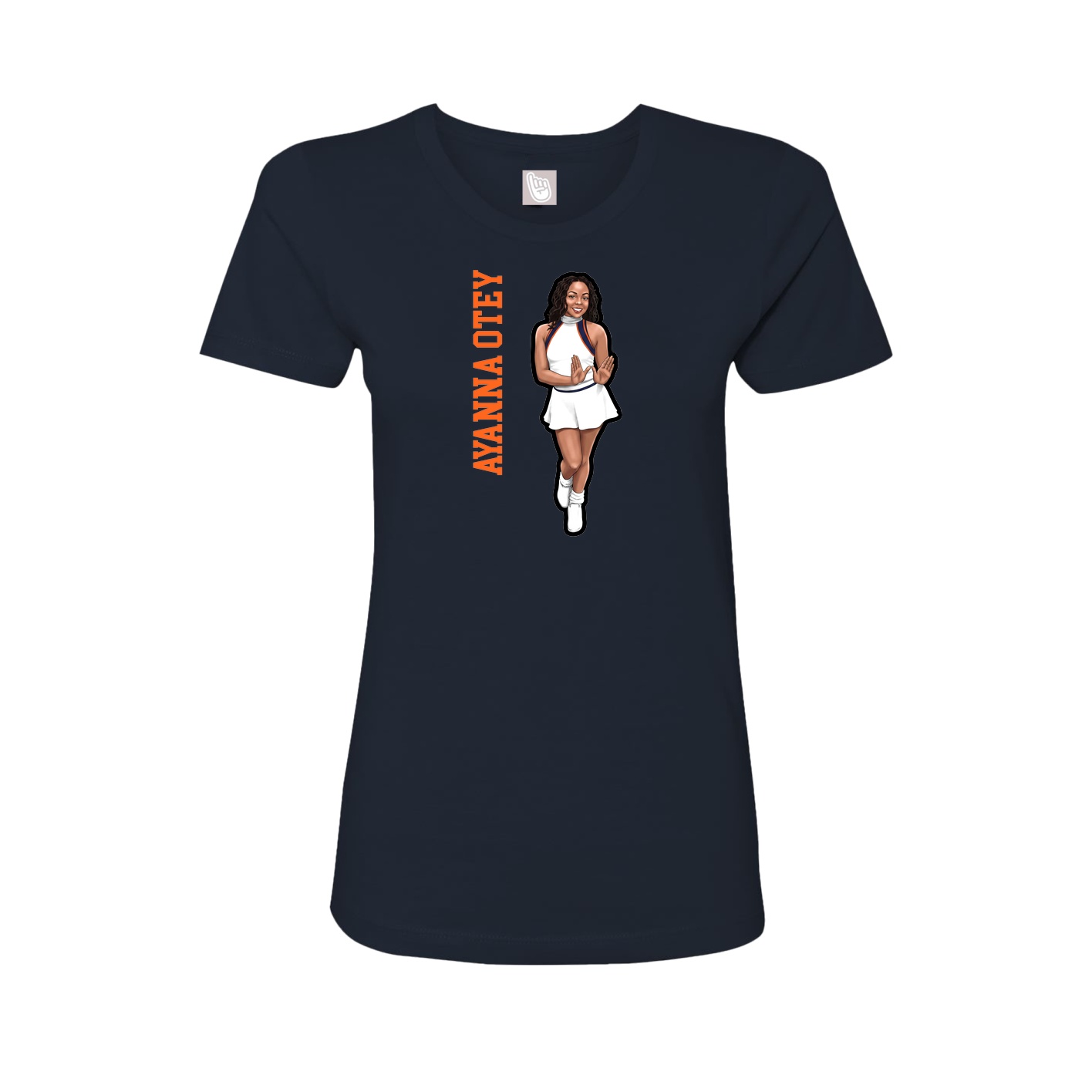 Womens Tee — Name Vertical in Navy